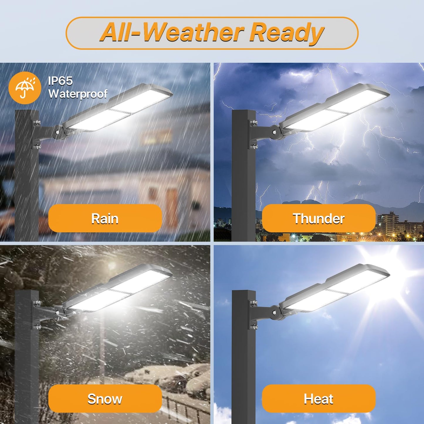 DEMILARE 300W LED Parking Lot Light Arm Mount with Dusk to Dawn Photocell 110V/120V Flood Lights 5000K Street Pole Light IP65 Waterproof Commercial Lighting for Parking Lot, Stadium, Driveways 2PACK