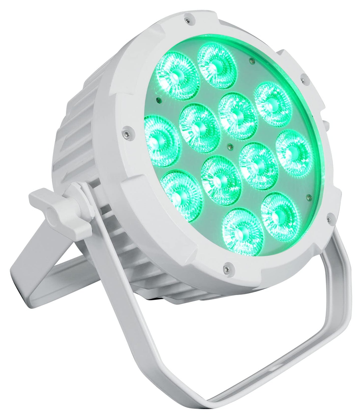 Rockville WET PAR PRO WHITE 12 LED RGBWA+UV Par Wall Wash Up Light, Waterproof IP54, DMX Control, Adjustable Beam, for Restaurants, Stages, Clubs