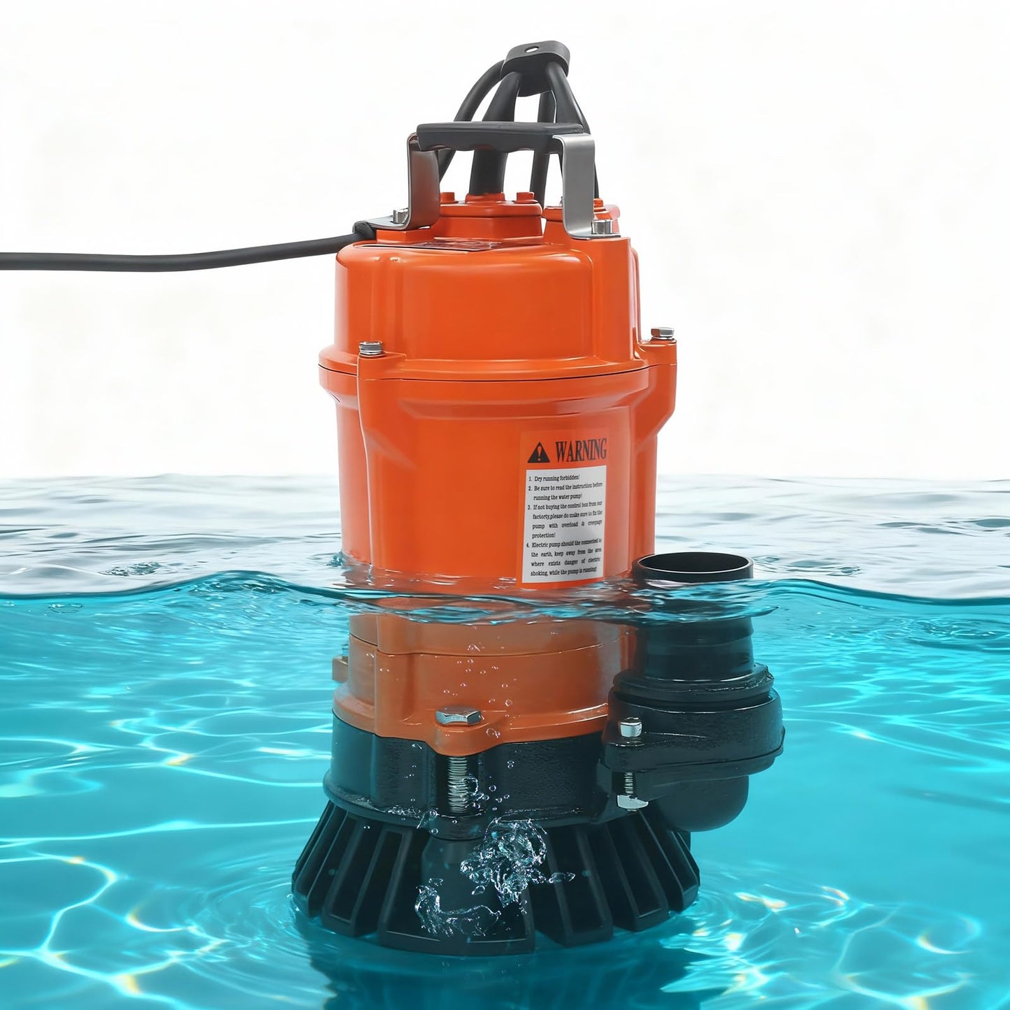 banborba 3/4 HP Submersible Trash Pump, 110V Submersible Sump Pump, Sewage Pump with 49 ft Max Lift, Drain Dirty Clean Water for Pools, Garden, Pond, Basement, Flooded Area - Orange