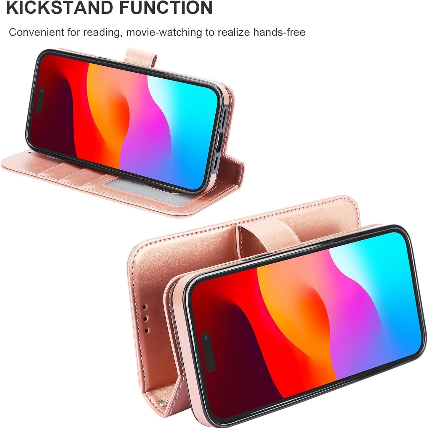 Bocasal 15 5G 6.1 inch Detachable Wallet Case for iPhone RFID Blocking Card Slots Holder Premium PU Leather Magnetic