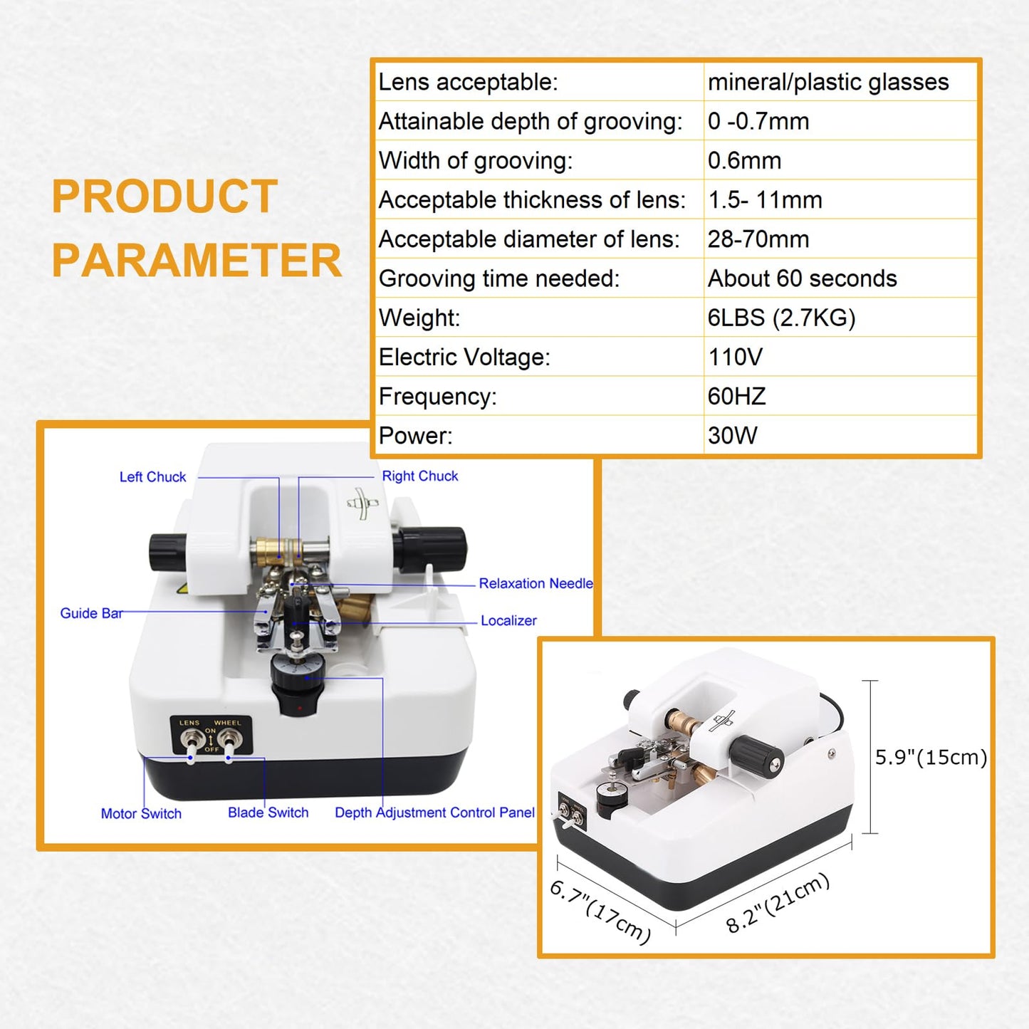 INTBUYING Optical Auto Lens Groover Slotted Machine Lens Processing Lens Slotting Machine Automatic Groover Optical Eyeglass Lens Grooving Machine 110V
