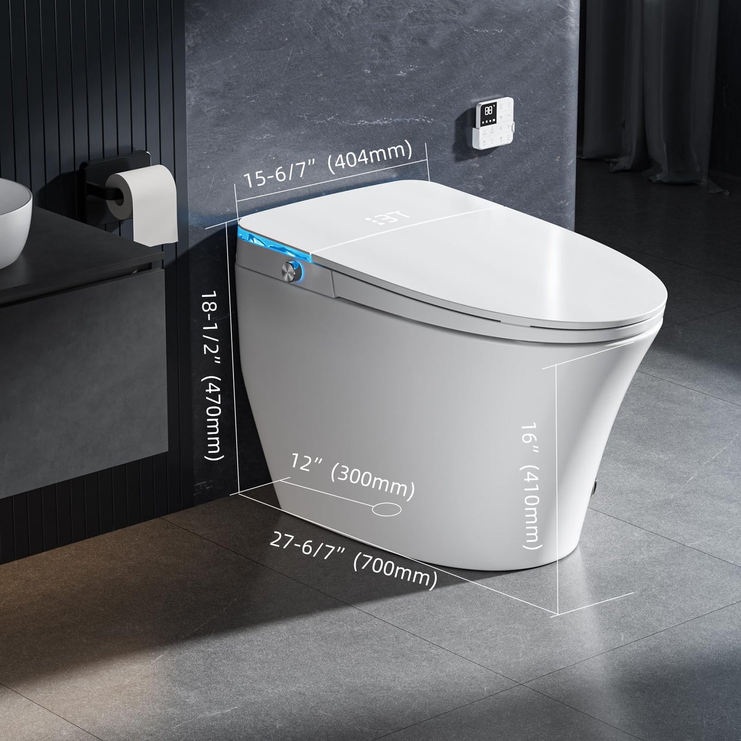 Onirap Smart Toilet with Bidet Built in, Tank Built in with Powerful Flush, Heated Seat, Auto Flush and Close, Warm Water, Air Dryer, Night Light and ADA Comfort Height for Bathroom