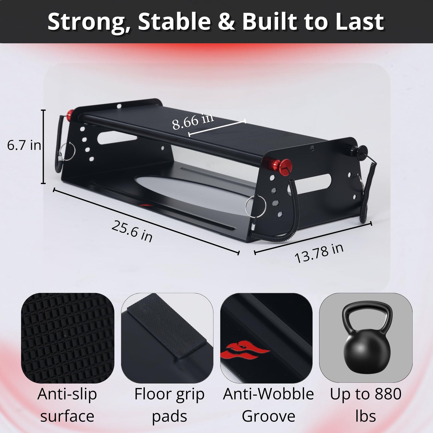 Adjustable Slant Board, Calf Raise Machine & Aerobic Step Platform — 3-in-1 Heavy-Duty Steel Frame with Resistance Bands for Squats, Calf Raises, Step-Ups, Stretching & Ankle Mobility, 880 lbs
