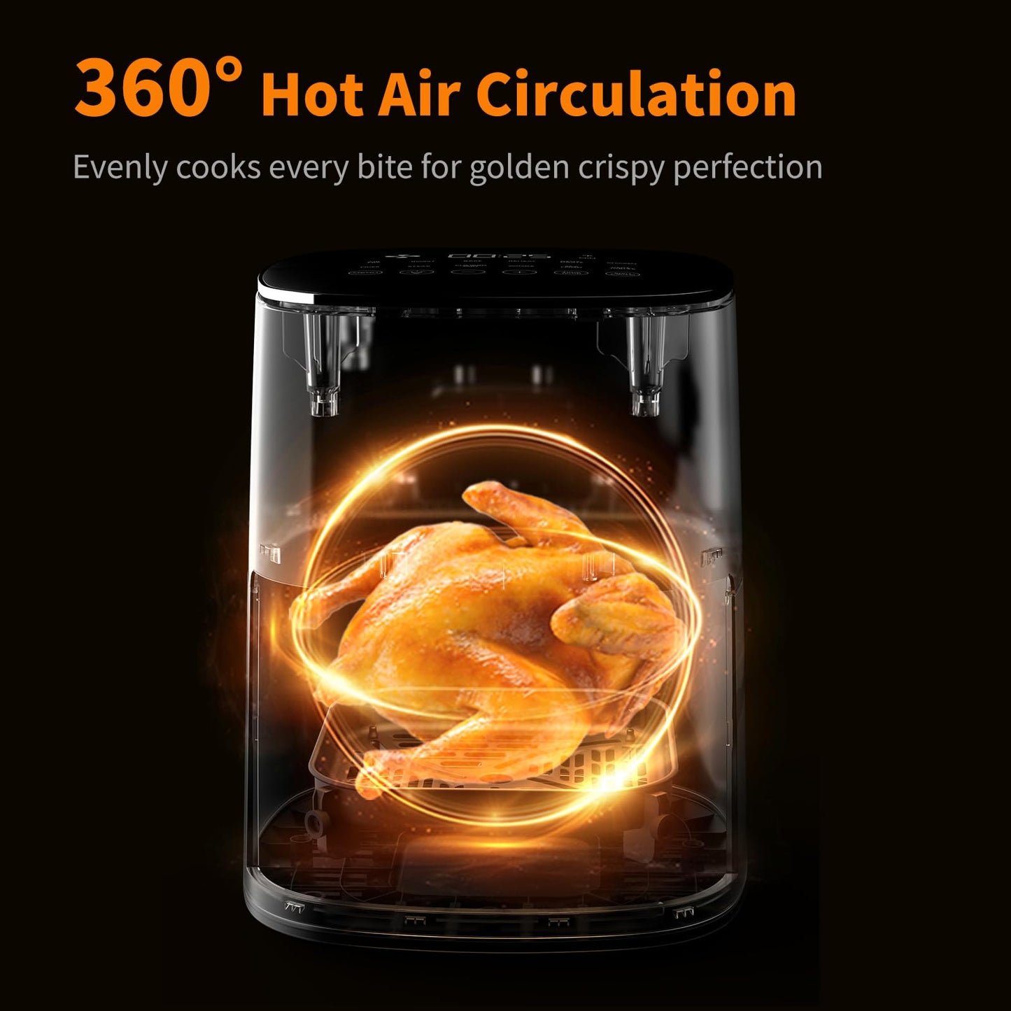 CARORI 6QT Air Fryer with Viewing Window, 12 Cooking Presets, 1700W Fast & Even Cooking, Max 400℉ Crisping, Bake, Roast, Reheat & Dehydrate, Large Nonstick Basket, Dishwasher Safe, Dark Blue