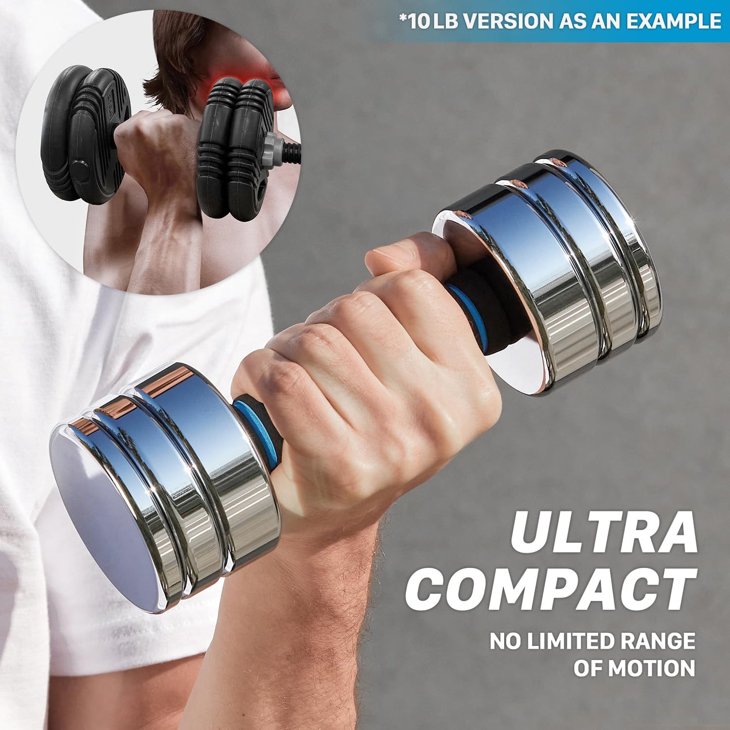 Adjustable Dumbbells Set 15lb Pair (7lb/10lb/12lb/15lb) Set of 2 Weight Set Chrome with Foam Handles Home Gym Workout Exercise (Standard-Finish 15lb×2)