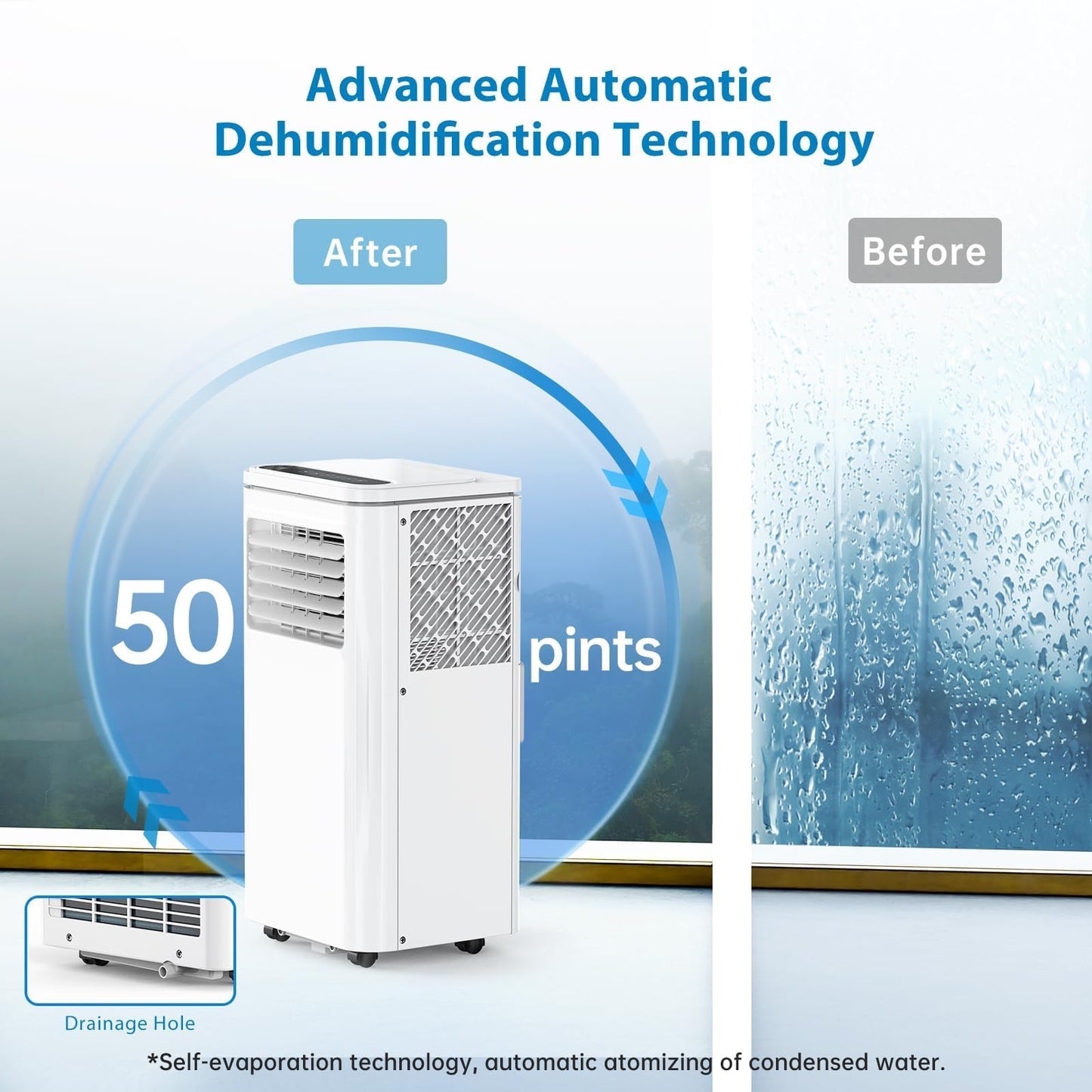 Portable Air Conditioners, Air Conditioners 10,000 BTU 4-in-1 Quiet AC Unit with Cool, Fan, Dehumidifier, Sleep Modes, Standing AC Unit Cools Room up to 450 Sq.Ft, Exhaust Hose & Window Kit