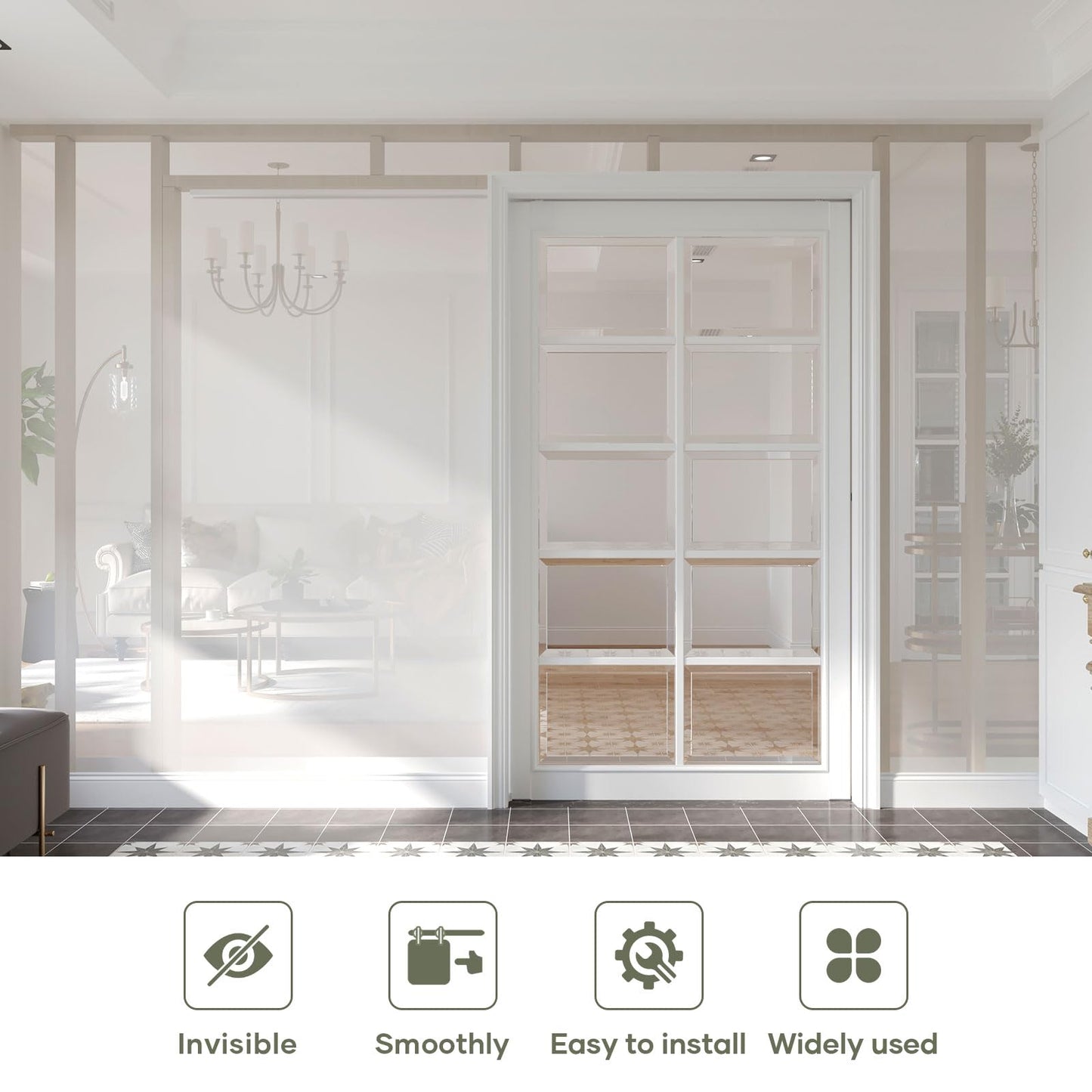 EaseLife 8FT/96in Sliding Pocket Door Hardware Kit,Commercial Grade,Aluminum Box Rail Kit,Slide Smoothly Quietly,Easy Install,No Door (92.5in Track Kit for 23"~48" Wide Single Door)