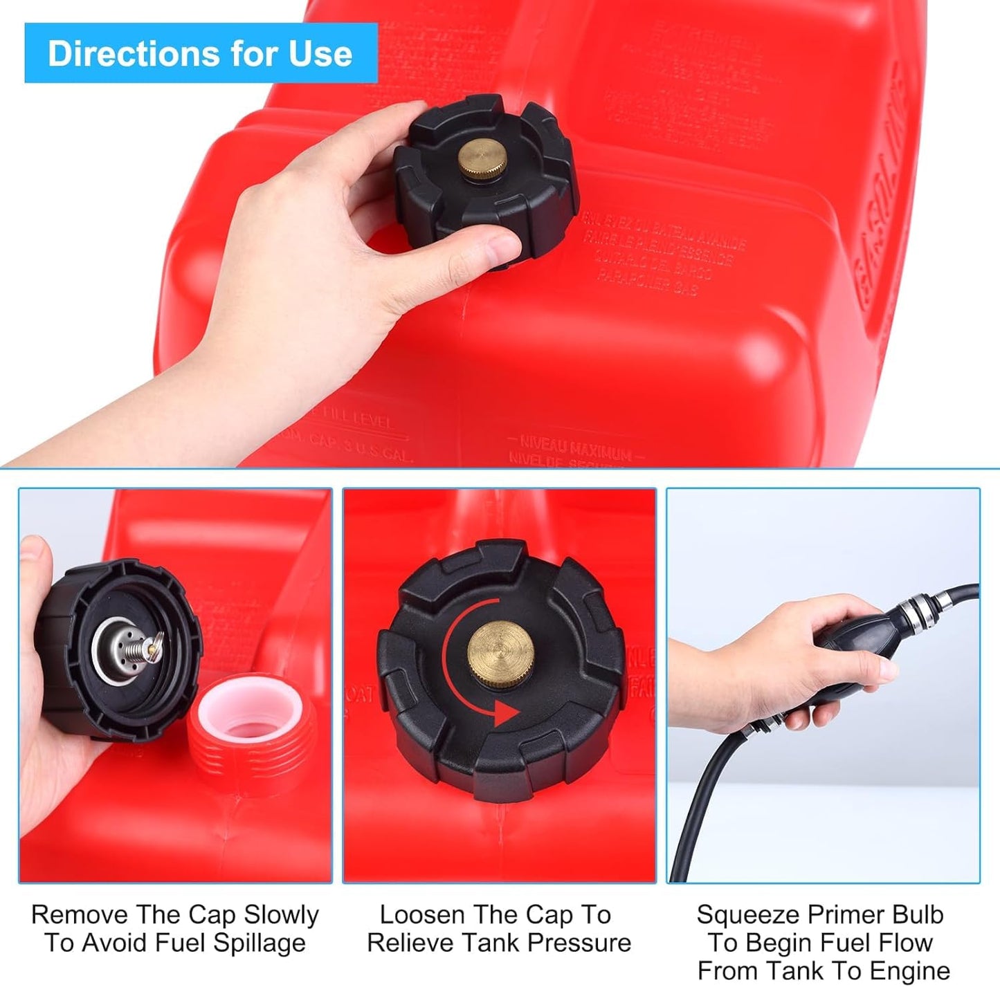EPA-Compliant 3 Gallon Marine Tank – Leak-Resistant Portable Storage for Boating, Outboard Motors & Outdoor Power Equipment