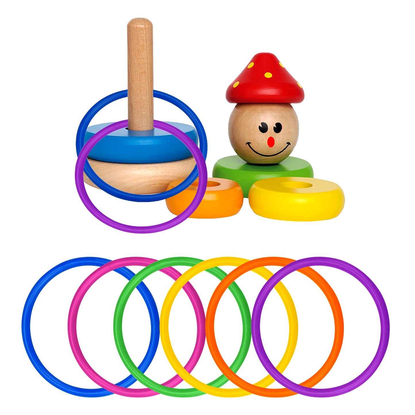 Topbuti 24 Pcs Multicolor Plastic Toss Rings Ring Toss Game Carnival Rings for Speed and Agility Practice Games, Garden Backyard Outdoor Games, Bridal Shower Game, Game Booth (3.94 Inch)