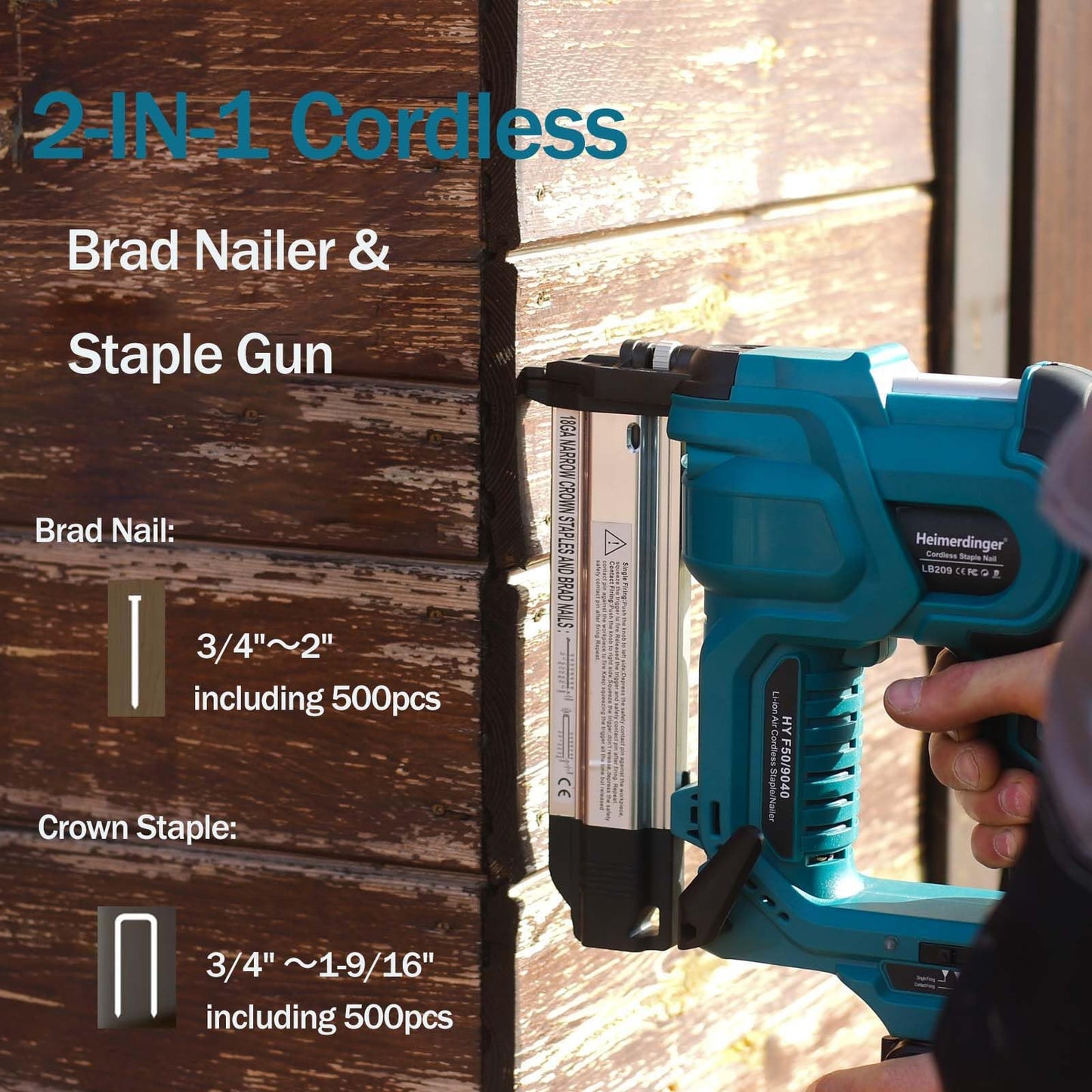 2-in-1 Brad Nailer & Staple Gun with 2000mAh Battery and Charger,Nail Gun Battery Powered, Up to 2 Inch, Tool-Free Jam Release for Woodworking,Upholstery
