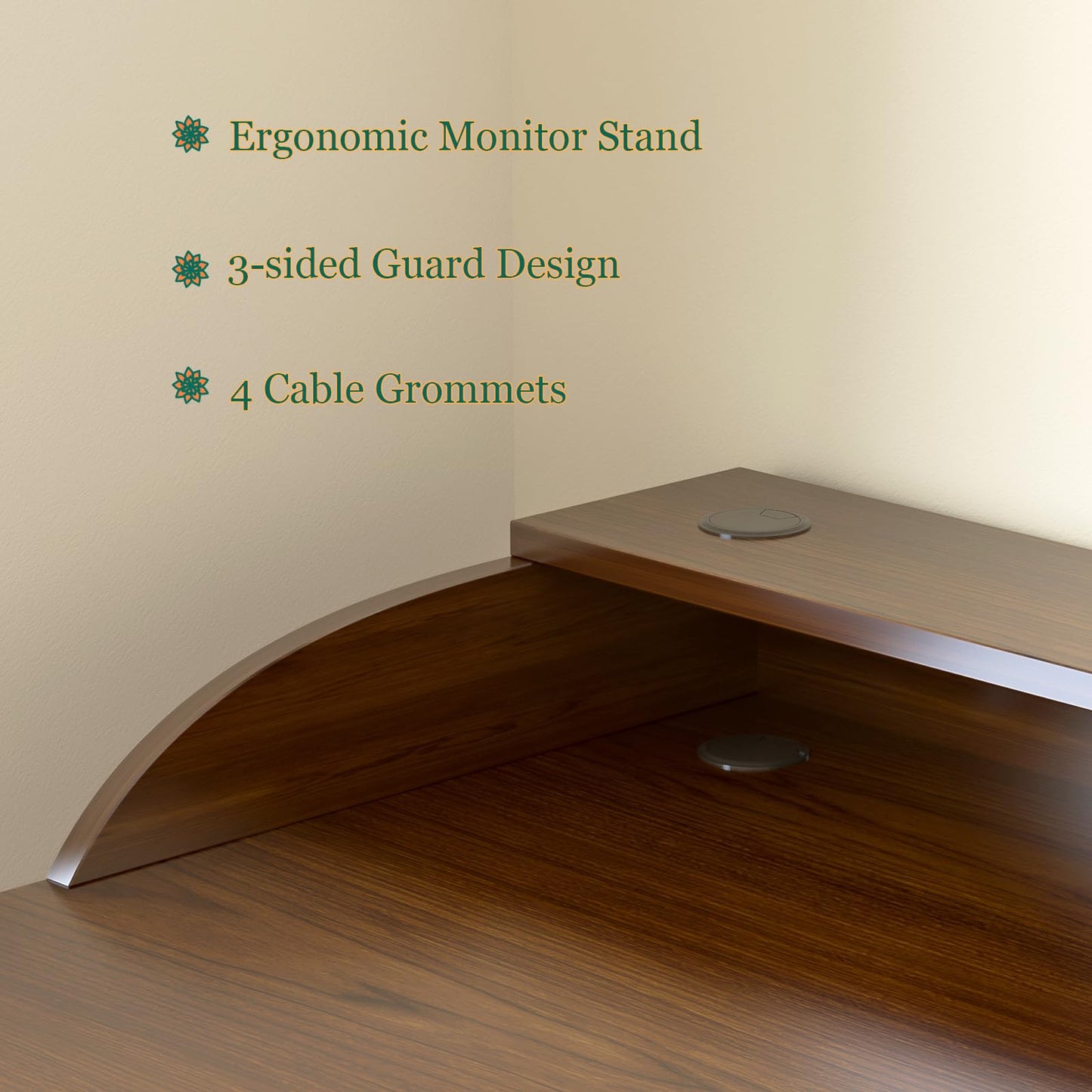 OSCHF Long Desk with Monitor Stand - 71" Double Long Computer Table for 2-Person Workstation, Large Writing Study Work Desk for Home and Office, Walnut
