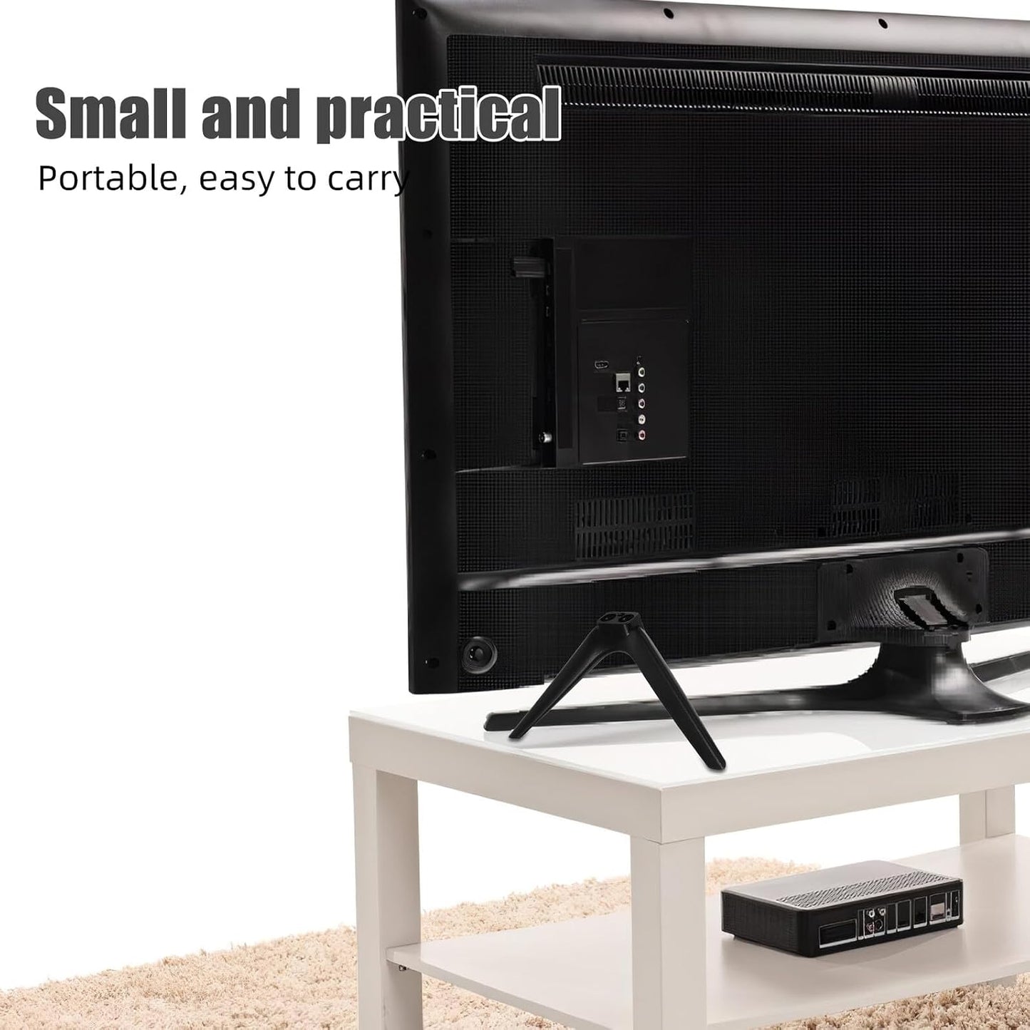 MOBUTOFU 15mm No-Drill Television Stand Mount Base with Dual-Hole Plastic Feet, Stable Tabletop Support for Monitors