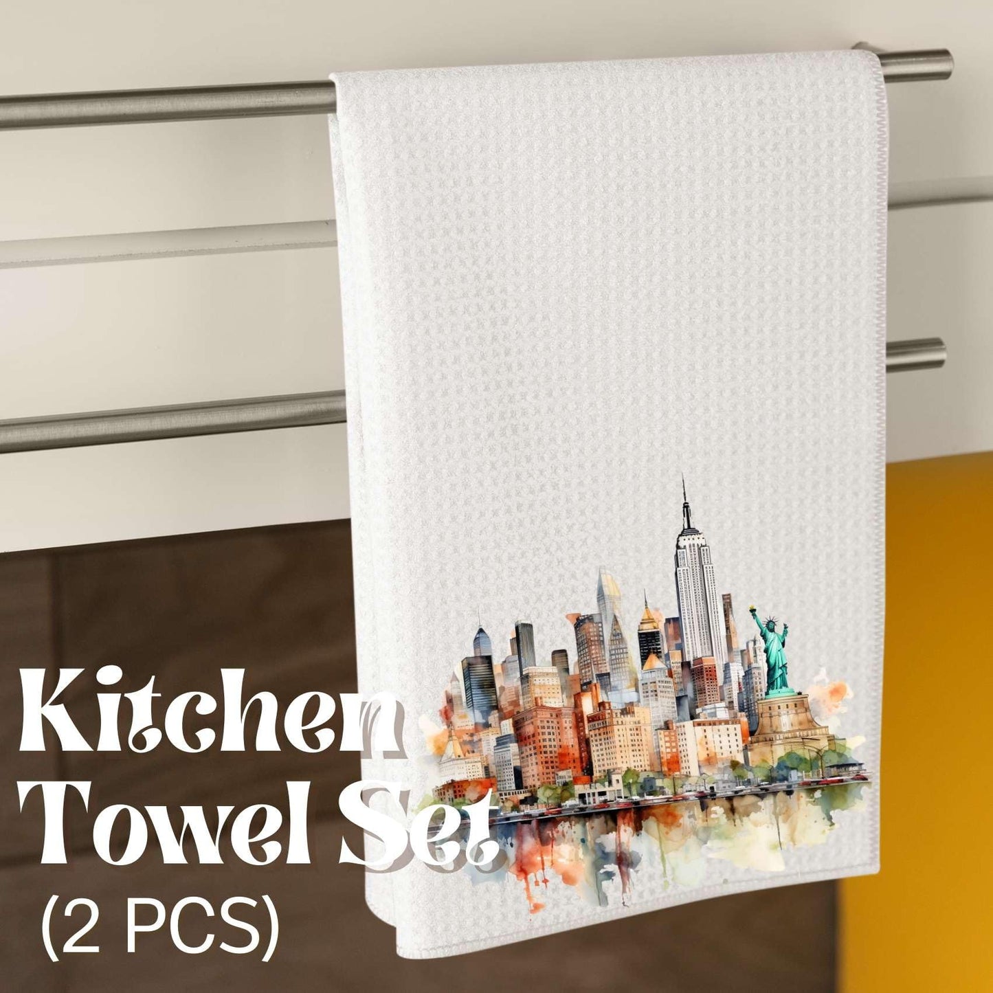 InnoBeta New York City Skyline Gifts, NYC Souvenir Gifts for NYC Lovers, Skyline Map Kitchen Towel 2 Pack, 16x24 in Microfiber Dish Tea Towel, Hand Towel Gifts