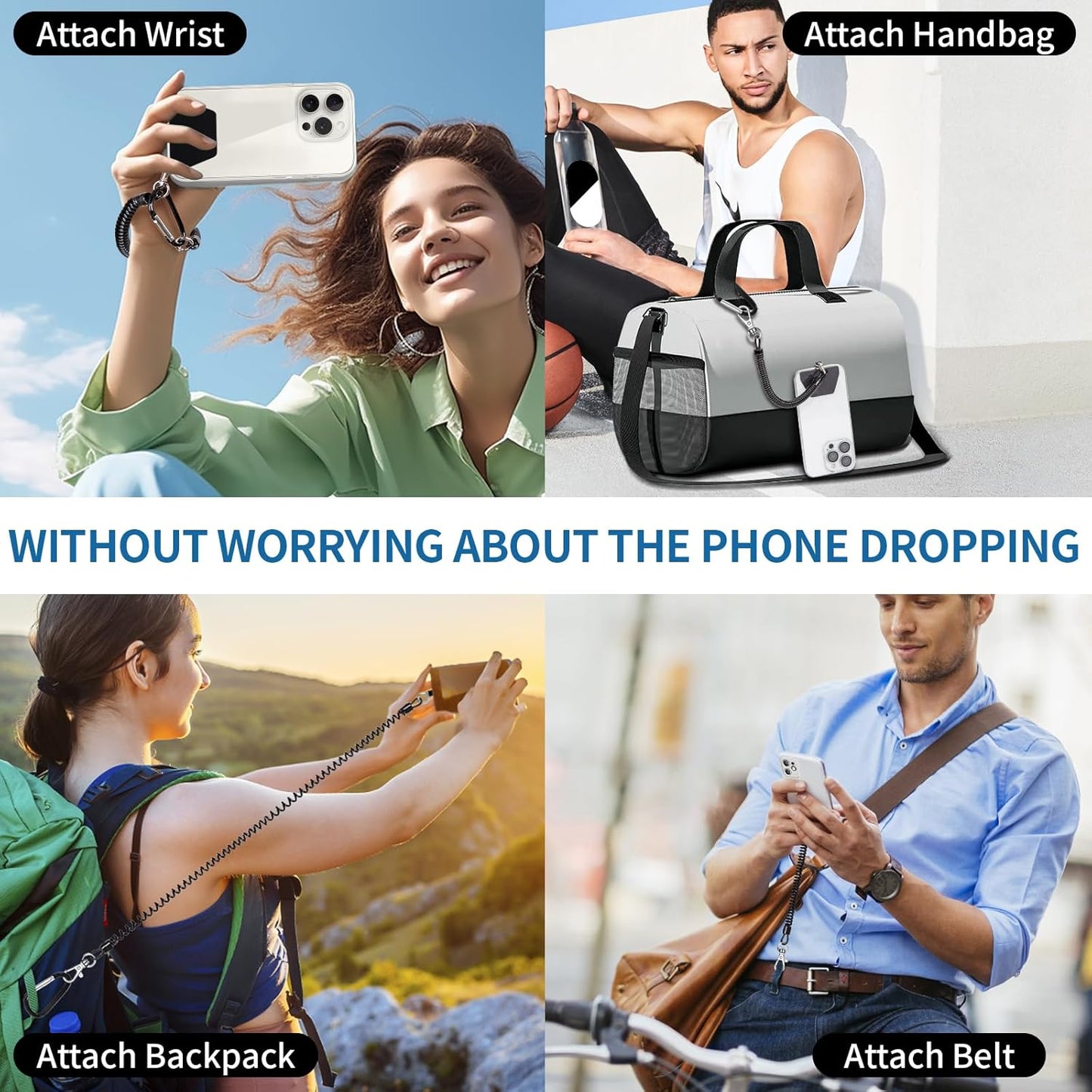 4 2* 4* Doormoon Phone Lanyard Tether with Patch, Cell Phone Lanyard with Phone Tether, Patch for Outdoor Hiking