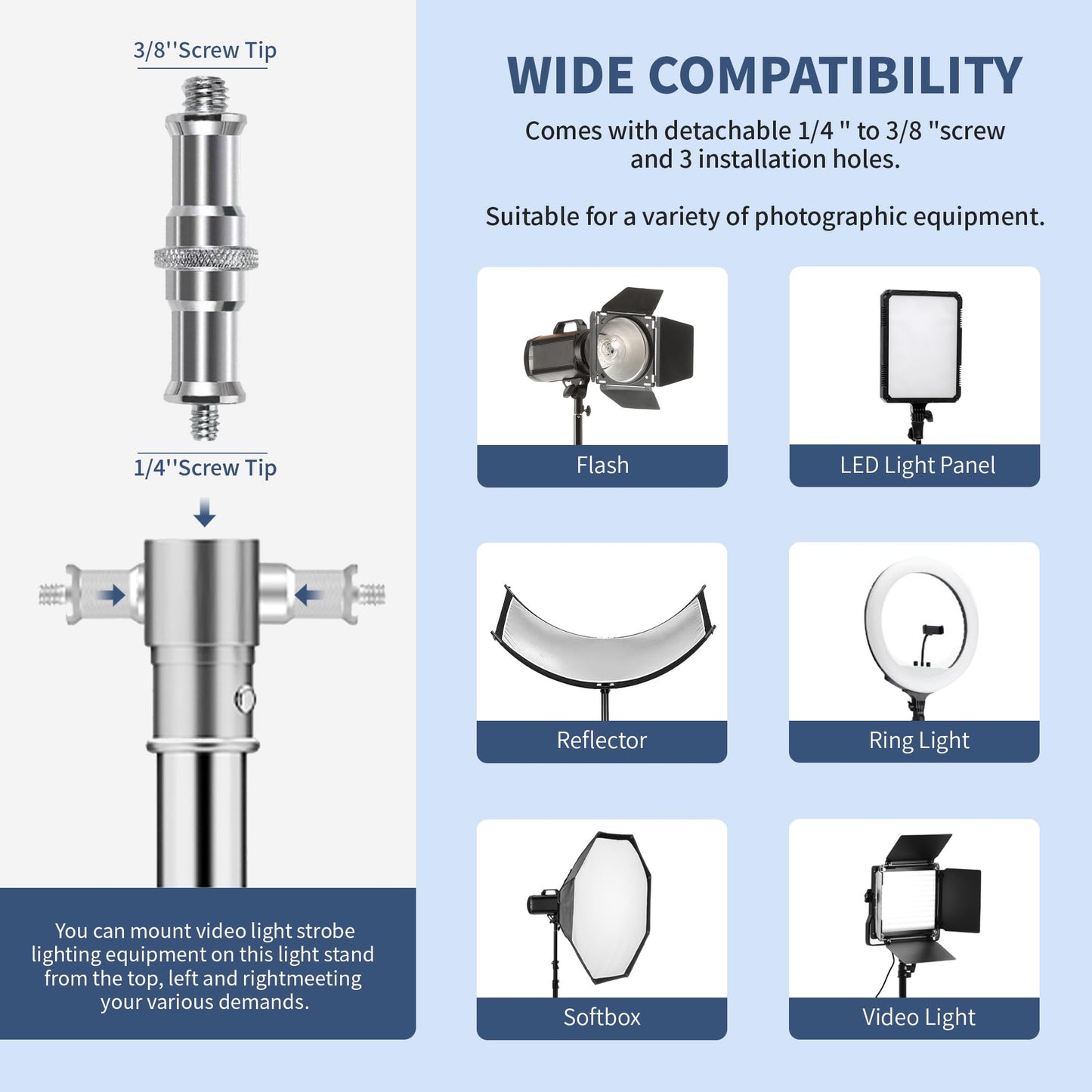 Kate Heavy Duty 10.8ft Light Stand with Casters, Adjustable Reinforced Stainless Steel Light Stand Tripod with 3 Wheels for Professional Studio Photography for Softbox, Monolight, Reflector