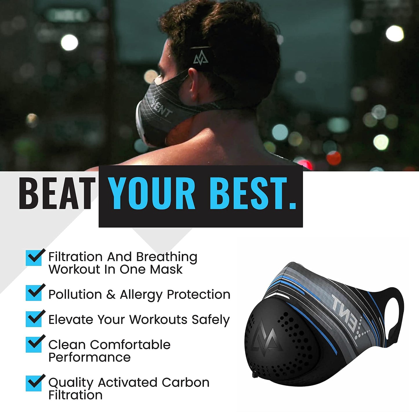 TRAININGMASK Premium Full Face Medical Grade Material & Organic Feltration® Air Filters, Dust & Particulate Respirator | 3-Year Manufacturer Warranty | Reusable Protection Mask | Ultimate Safety