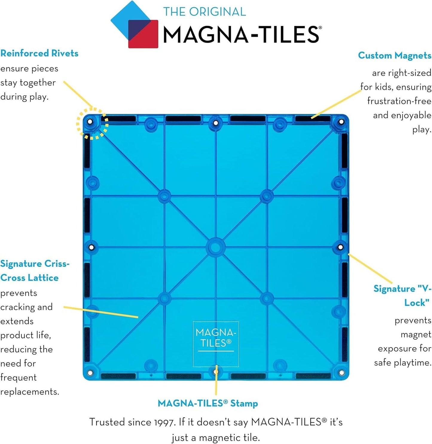 Magna-Tiles Clear Colors 100 Piece Set