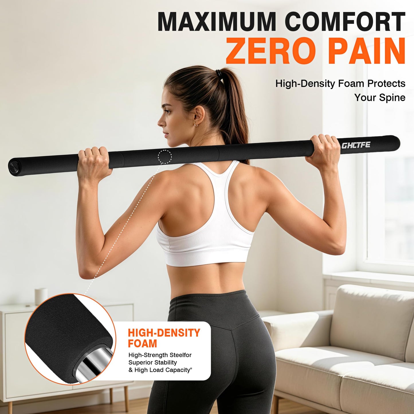 GHCTFE Adjustable Yoga Stick for Stretching & Balance, Upgraded Workout Pilates Equipment for Back Posture Corrector, 4-Section Steel Mobility Bar for Flexibility, Physical Therapy, Exercise Training