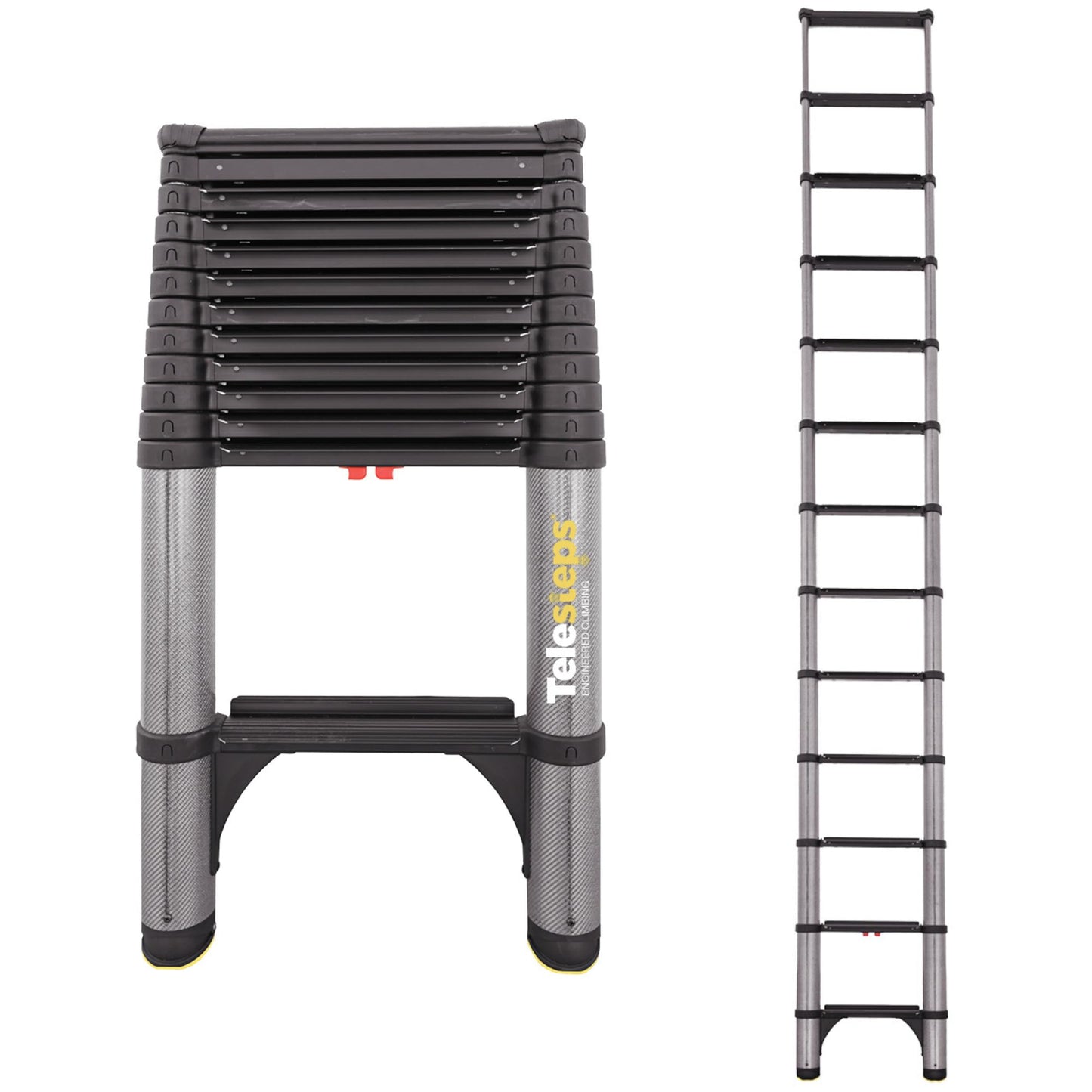 Telesteps 12.5 ft Kevlar® Telescoping Extension Ladder – Non-Conductive, 16 ft Reach, 300 lb Type 1A, OSHA/ANSI Certified, Lightweight, Compact, Electrician-Safe