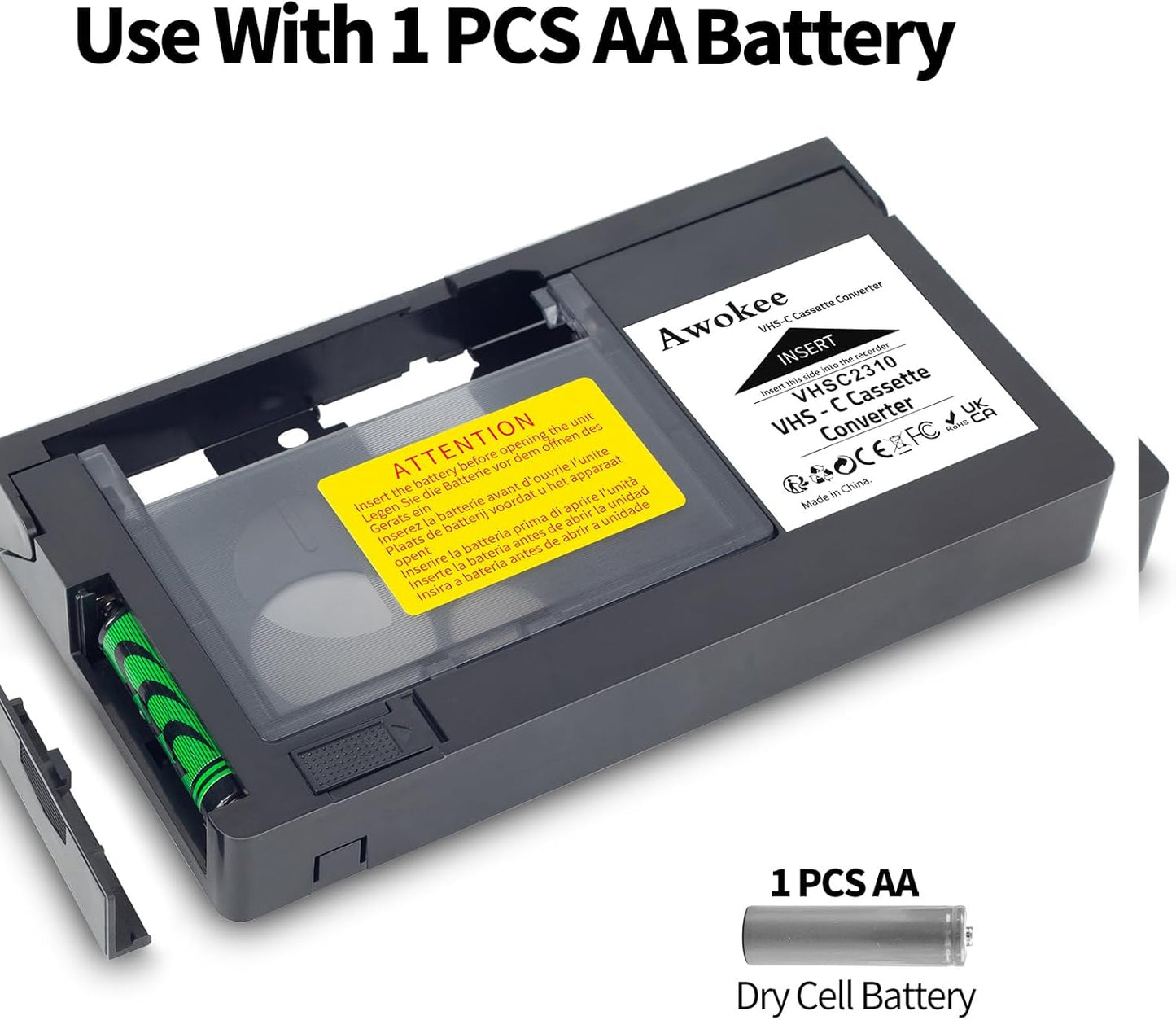 awokee Cassette Cassette 8mm Hi8) VHS-C Adapter Compatible with VHS-C SVHS Camcorders JVC RCA Panasonic Motorized VHS