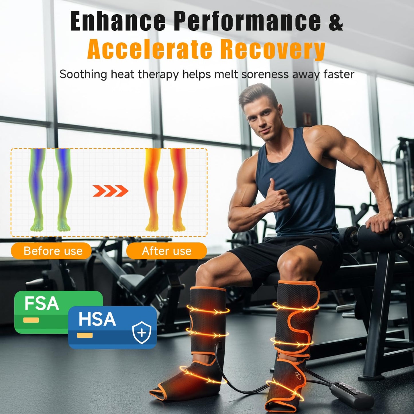 Banspol Leg Massager with Heat and Compression, Foot and Calf Massager for Circulation and Pain Relief, Compression Boots with Handheld Controller, 6 Modes 3 Intensities, Gift for Mom Dad