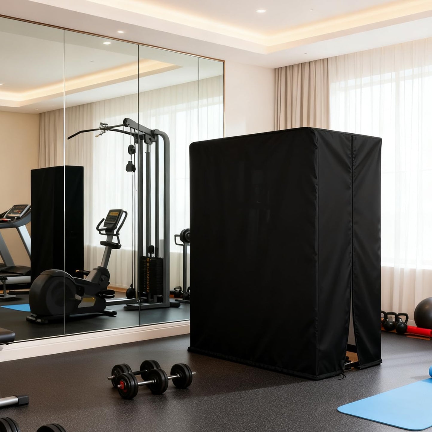 Letsteel Workout Equipment Cover, 420D Oxford Home Gym Equipment Cover, Protect for Home Gym Equipment/Gym Equipment for Home Garage (41" L x 68.9" W x 74.8" H)
