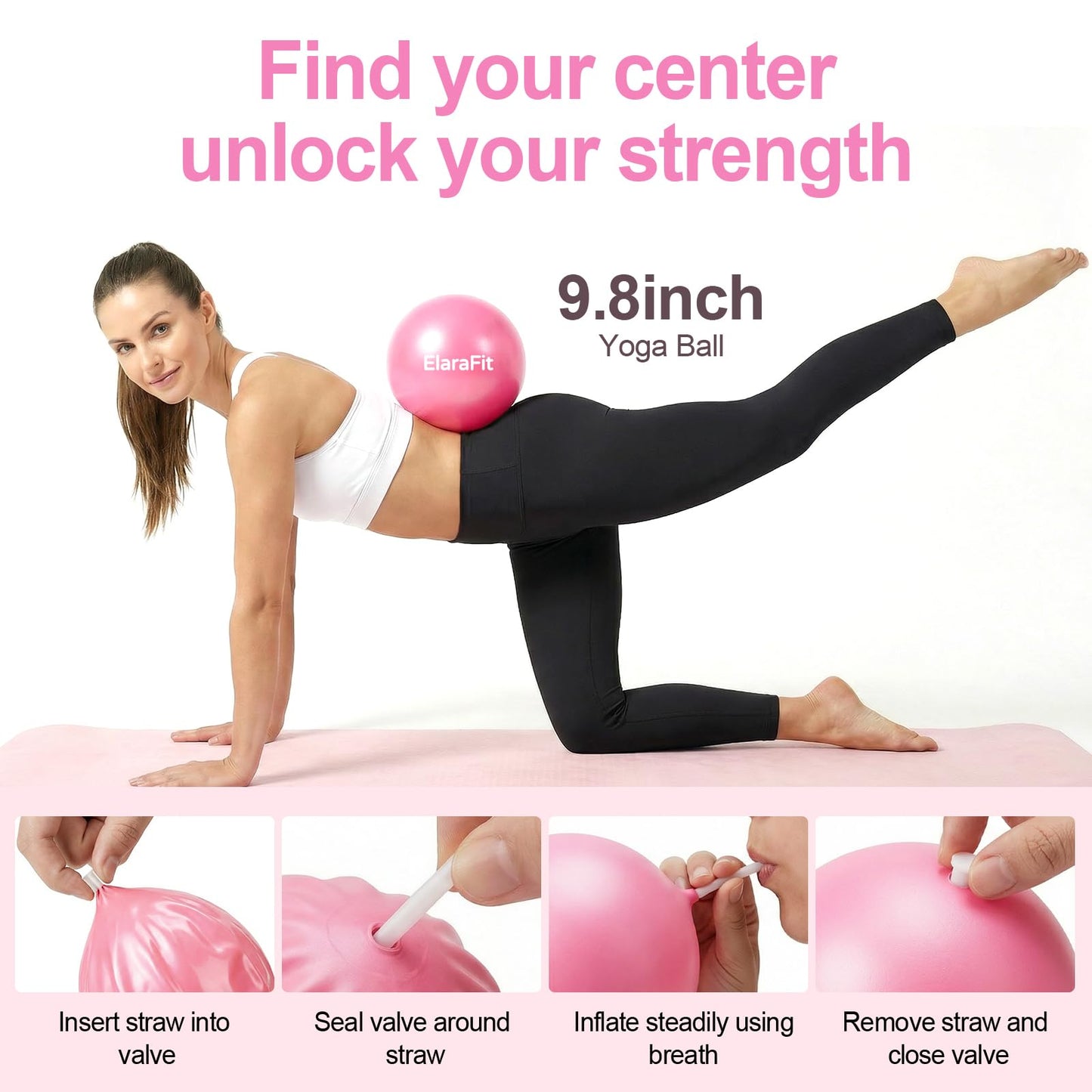 ElaraFit 13 Piece Pilates Kit for Women, Home Pilates Ring and Ball Set with 5 Resistance Bands, Stretch Strap, Arm Exerciser, Grip Socks, Storage Bag and Workout Guide, 13 Inch Magic Circle, All Pink