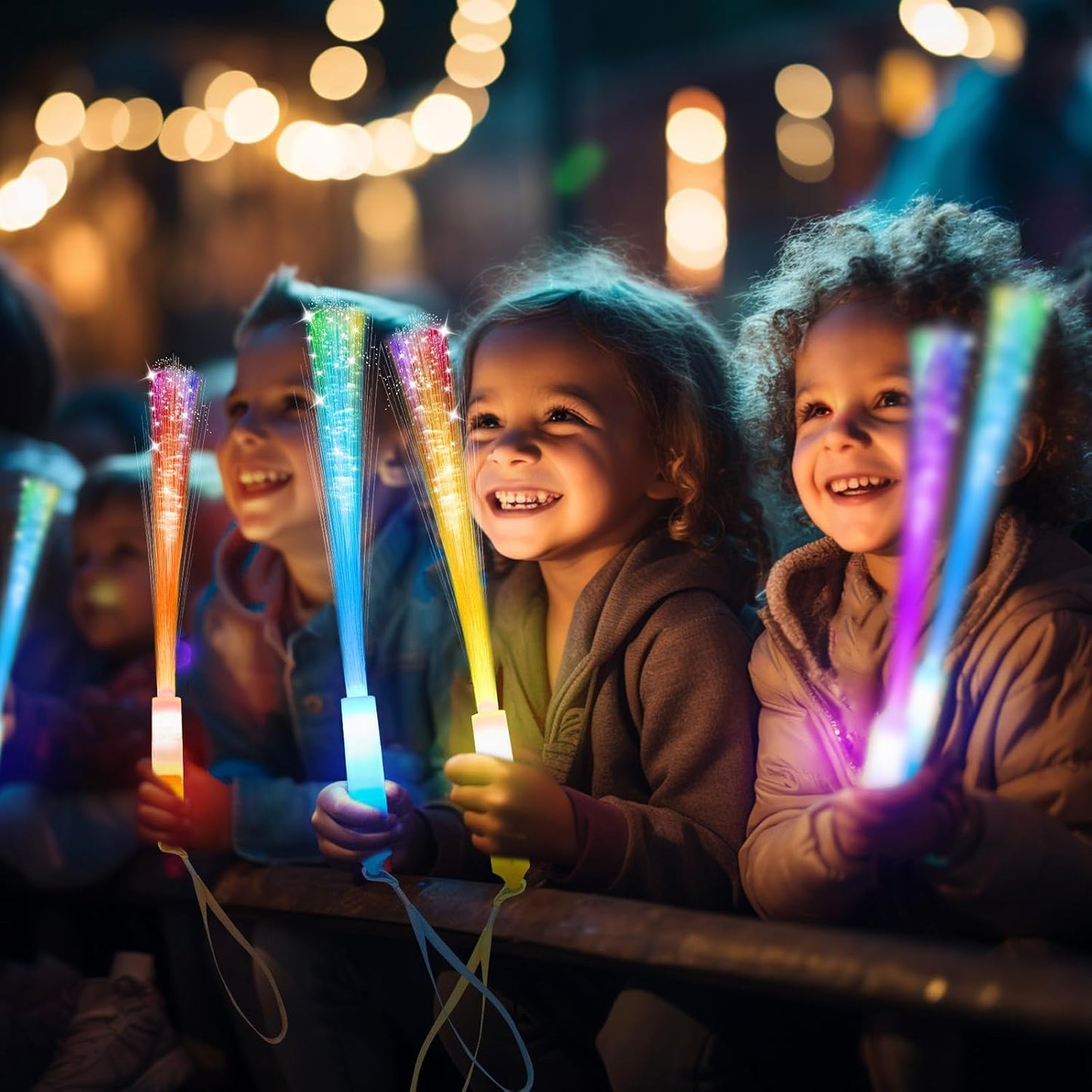 SHQDD Glow Fiber Wands - 28 PCS LED Light Sticks for Parties, Weddings, Halloween & New Year