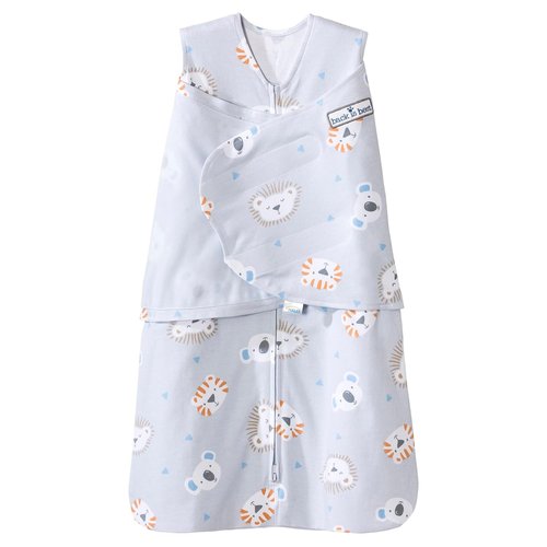 HALO 100% Cotton Sleepsack Swaddle - 3-Way Adjustable Wearable Blanket, TOG 1.5 | Multicolor Lions, Tigers, Bears, Small (3-6 Months)