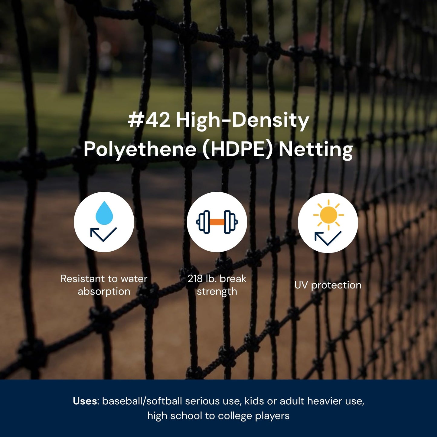 LFS Batting Cage Net #42 Twine – Heavy Duty HDPE Baseball & Softball Netting for Outdoor Training | UV Treated, Weather Resistant | 12x14x70 ft | Net Only – No Frame Included