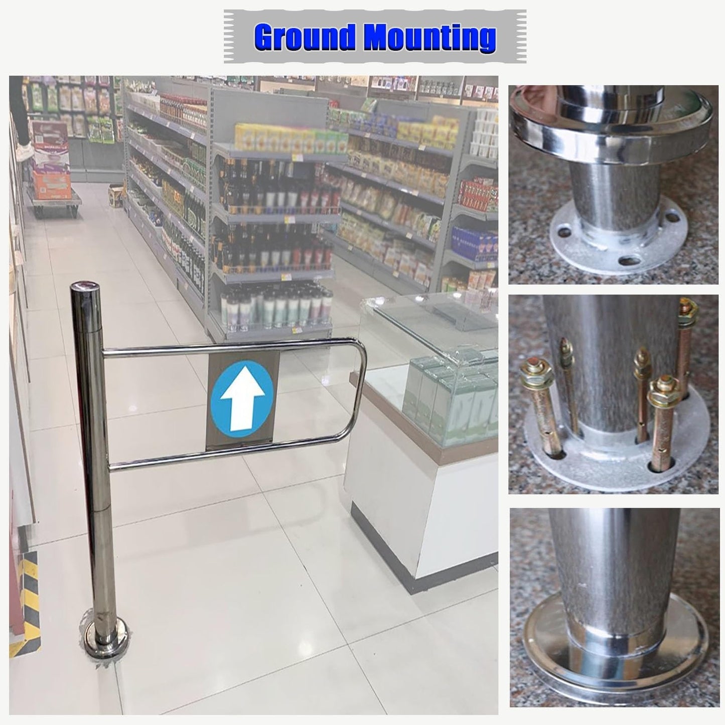 Stainless Steel One-Way Security Turnstile Gate, Double-Spring Entry/Exit Barrier, 75 cm Wide Safety Gate for Supermarkets, Airports & High-Traffic Areas