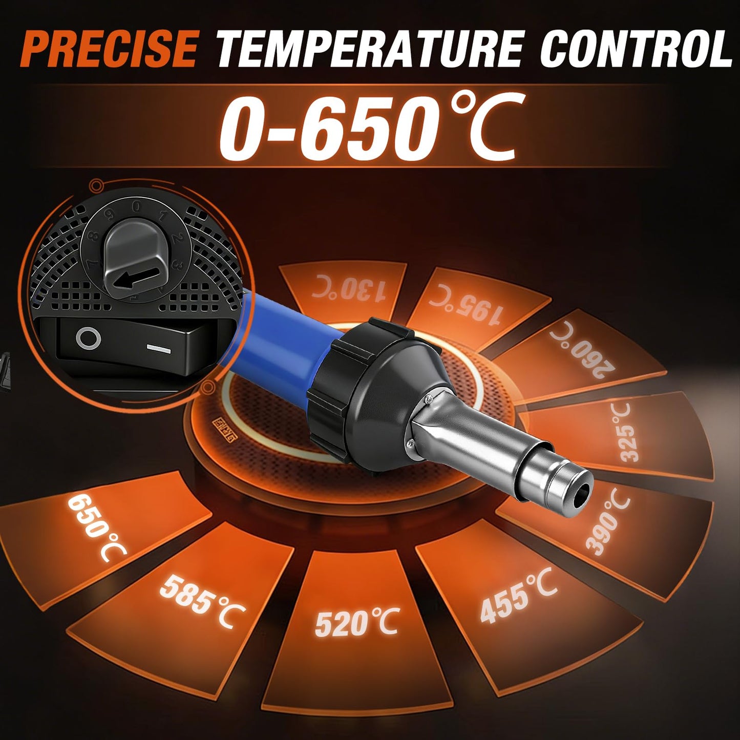Hot Air Gun PVC Heat Gun Hand Held Plastic Welder heating gun 110V 1600W, Vinyl Welding Handheld Plastic Hot Air Heat Gun Welding Torch with Various Rollers & Stainless Steel Nozzles