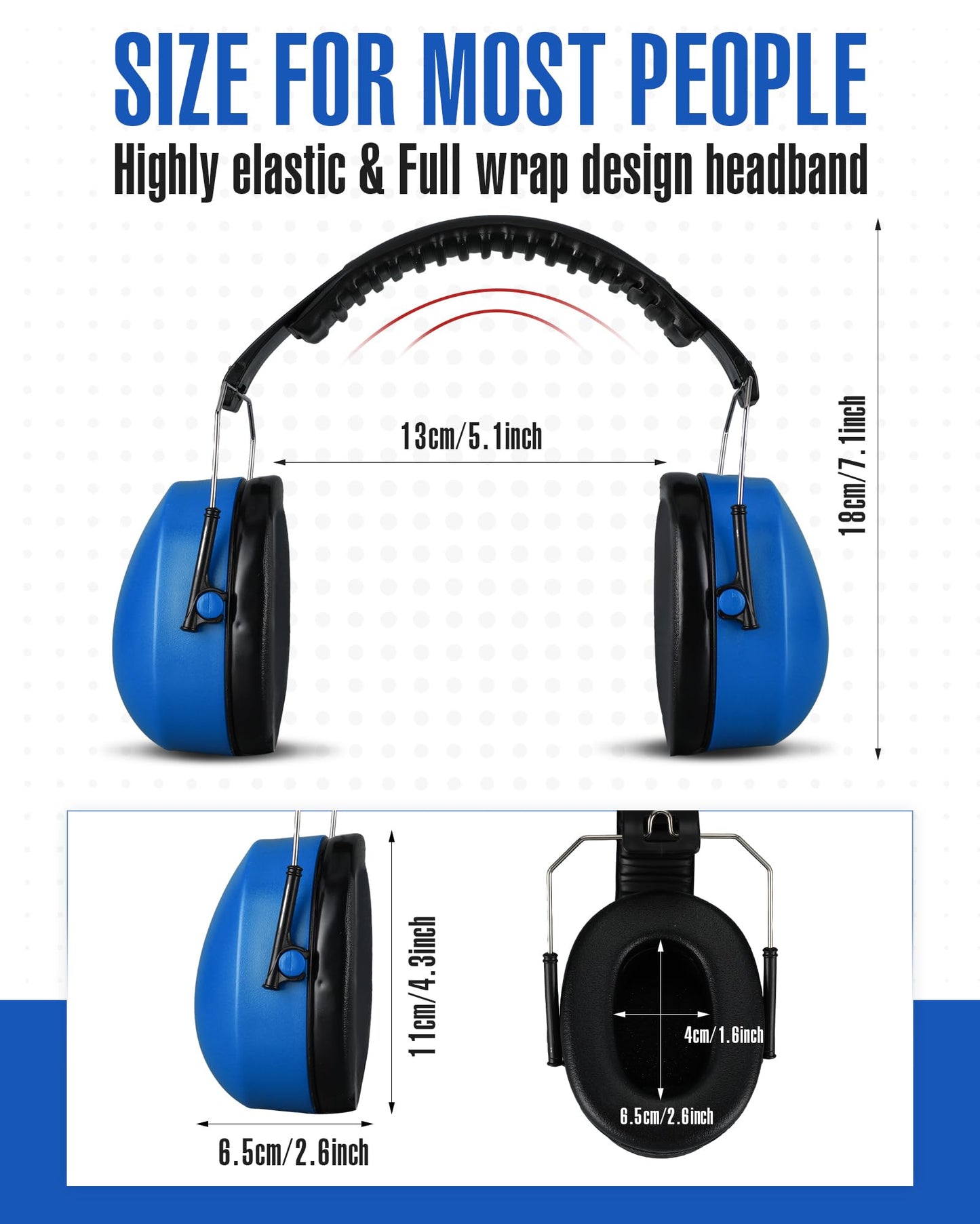 Copkim 24 Pack Hearing Protection Ear Muffs Bulk NRR 28dB Noise Reduction Headphones Shooting Ear Protection Earmuffs (Solid,Blue)