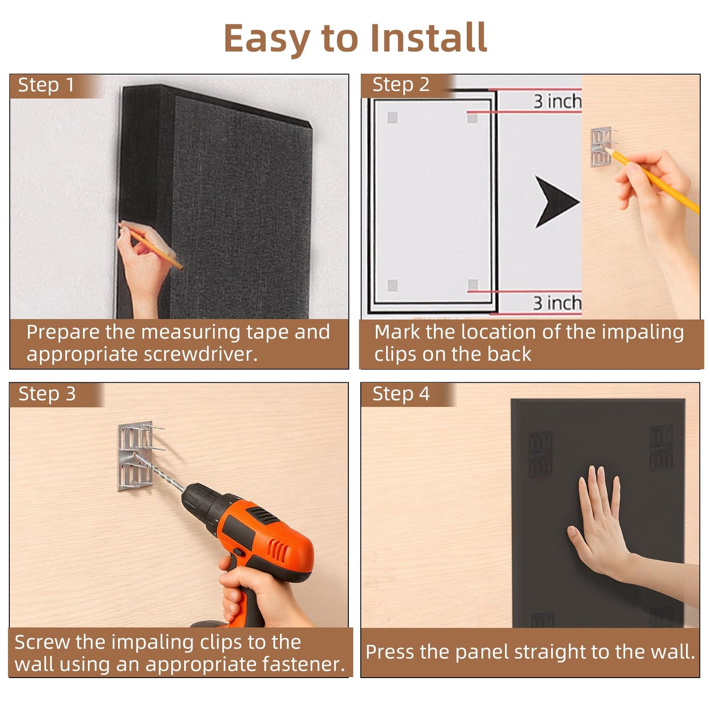FAHKNS Sound Absorbing Acoustic Wall Panels: 48"x24"x2" Fiberglass Soundproof Wall Panels,Large Fabric Wrapped Noise Reducing Sound Insulation Panels(Black,2 Pack)