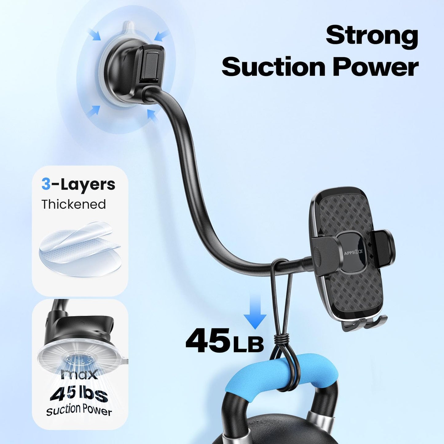 APPS2Car 14'' Gooseneck Car Phone Holder,Heavy Duty Phone Holder for Truck, [Flexibile Long Arm] [Anti Shake