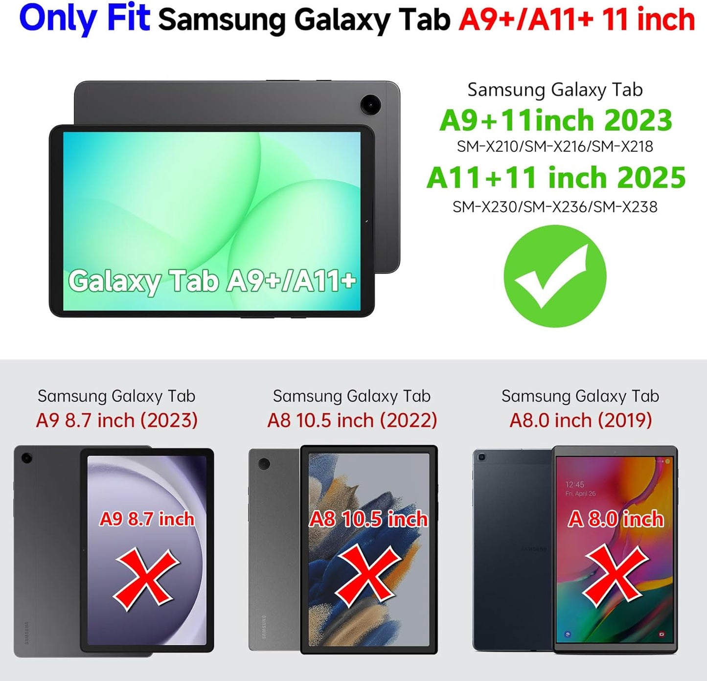ZtotopCases A11+ Plus/A9+ 11-Inch 2025/2023, Protector+360 A11+/A9 for Samsung Galaxy Tab Shockproof Hard Duty Case