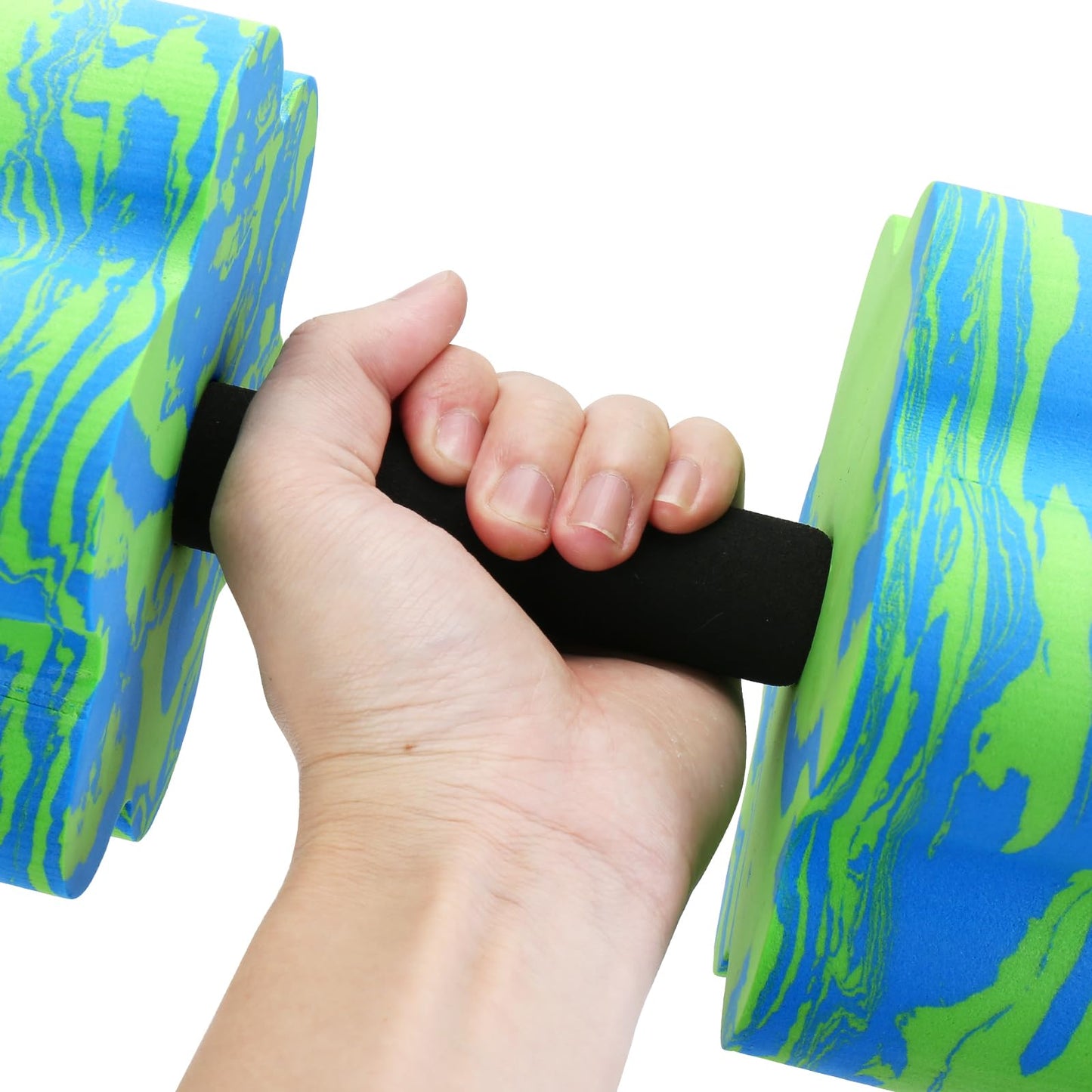 Camouflage Aquatic Dumbbells, Set of 2 Water Aerobic Exercise Foam Dumbbell Pool Resistance, Water Aqua Fitness Barbells Hand Bar Exercises Equipment for Weight Loss (Green)