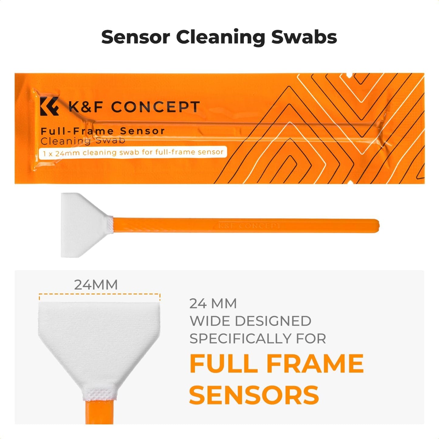 K&F CONCEPT 25-1 Swabs/60&20ML Professional Camera Cleaning Kit for DSLR Cameras with Full Frame Sensor Cleaning Lens