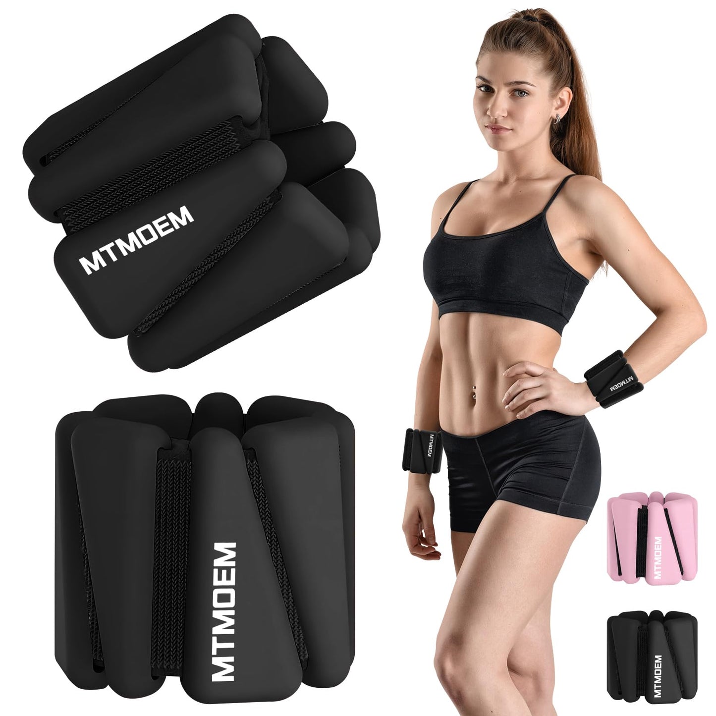 Ankle Weights for Women & Men, Adjustable Wrist & Ankle Weights 2 LB Each for Beginner & Pro, Soft Silicone Weighted Bangle for Walking, Pilates, Yoga, Running, Swimming, Arm & Leg Workouts (Set of 2)