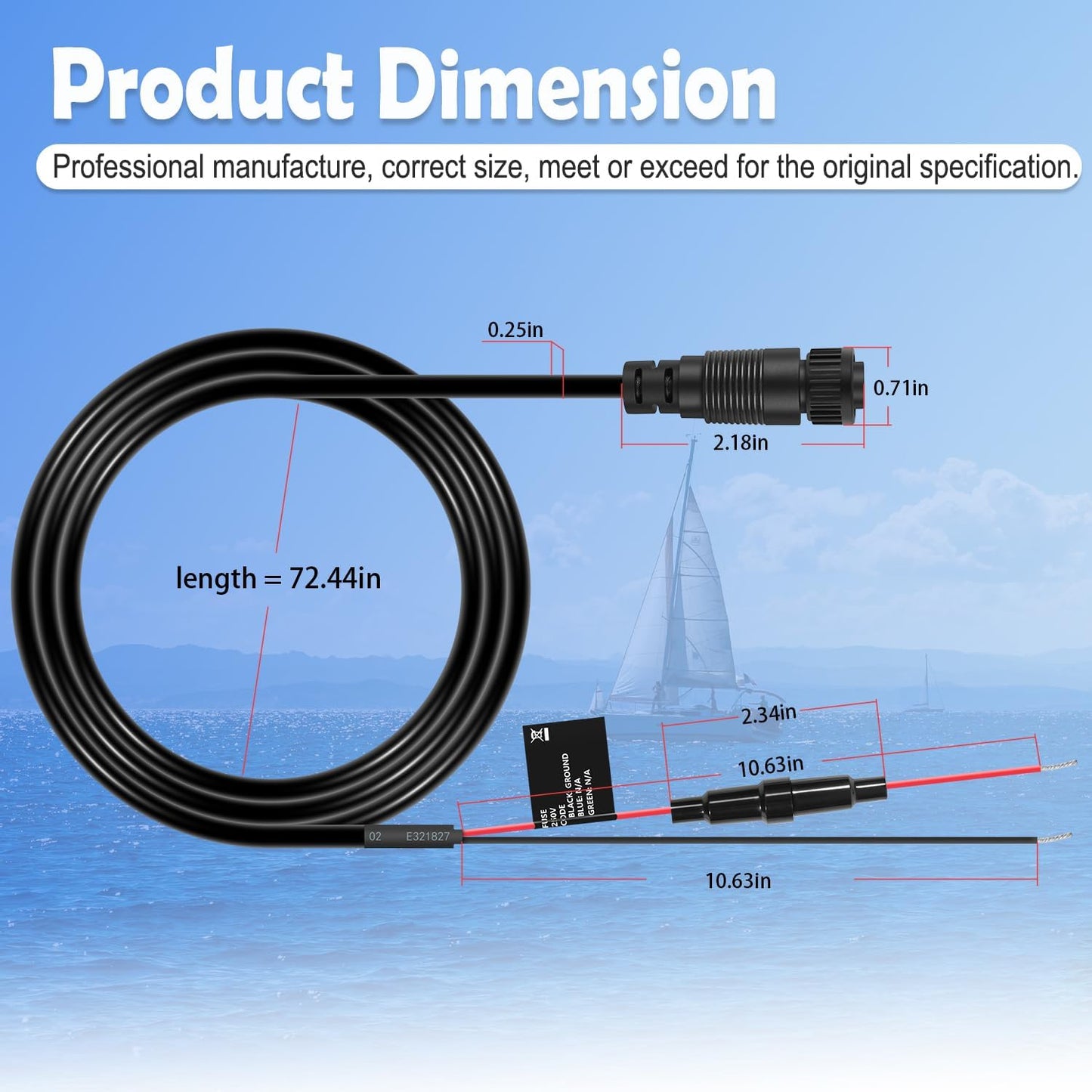 johntruck 010-10553-00 7-Pin 10 Power Cable, Power Cord Fit for Garmin GMS Network Port Expander, Waterproof/Stable