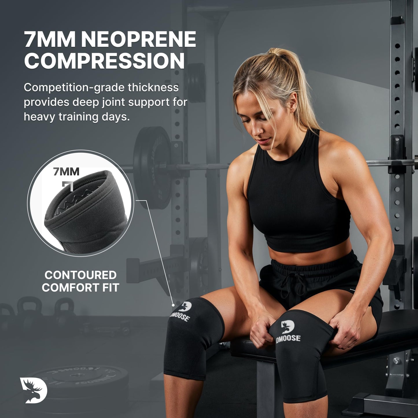 DMoose Fitness Knee Sleeves for Weightlifting (Pair) 78” Knee Wraps for Joint Support, Squats & Powerlifting - Gym Brace Straps for Joint Stability & Pain Relief, USPA & IPL Approved for Men and Women