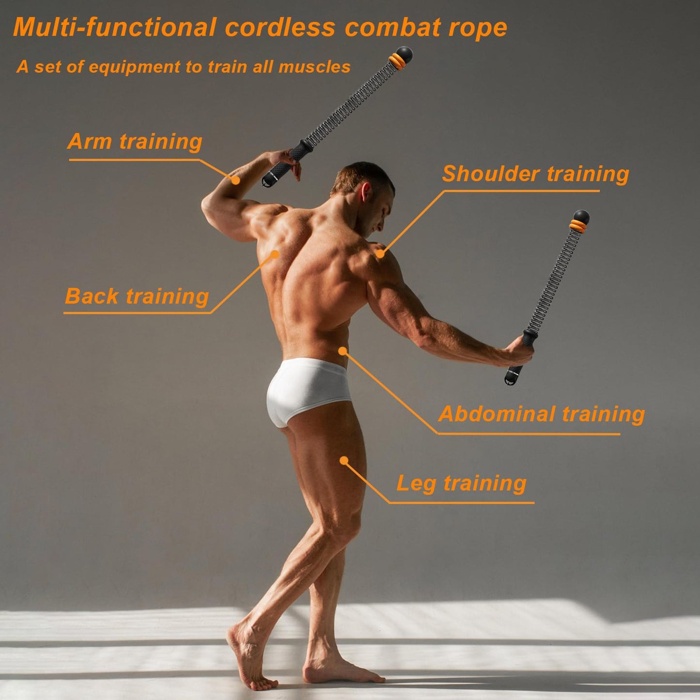Weighted Ropeless Battle Ropes (2-Pack),Portable Cordless Battle Ropes for Home Gym,arm Exerciser Rope,Workout Rope for Strength Building,Low-Impact Aerobic Training and HIIT for Fitness Enthusiasts.