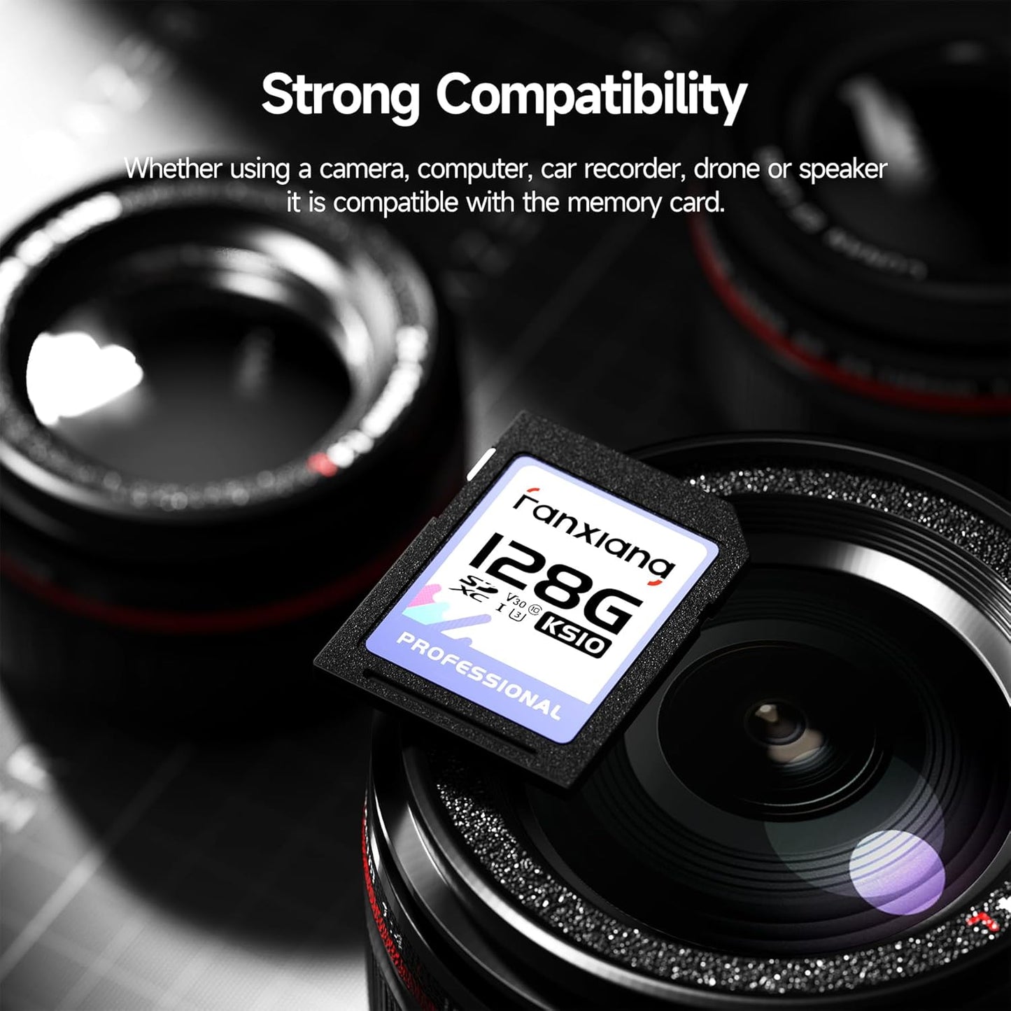 fanxiang 128GB C10, U3, V30, 4K 100/45 (2-Pack) SDXC Memory Card SD Card, UHS-I, Full-HD & Video, Up to MB/s