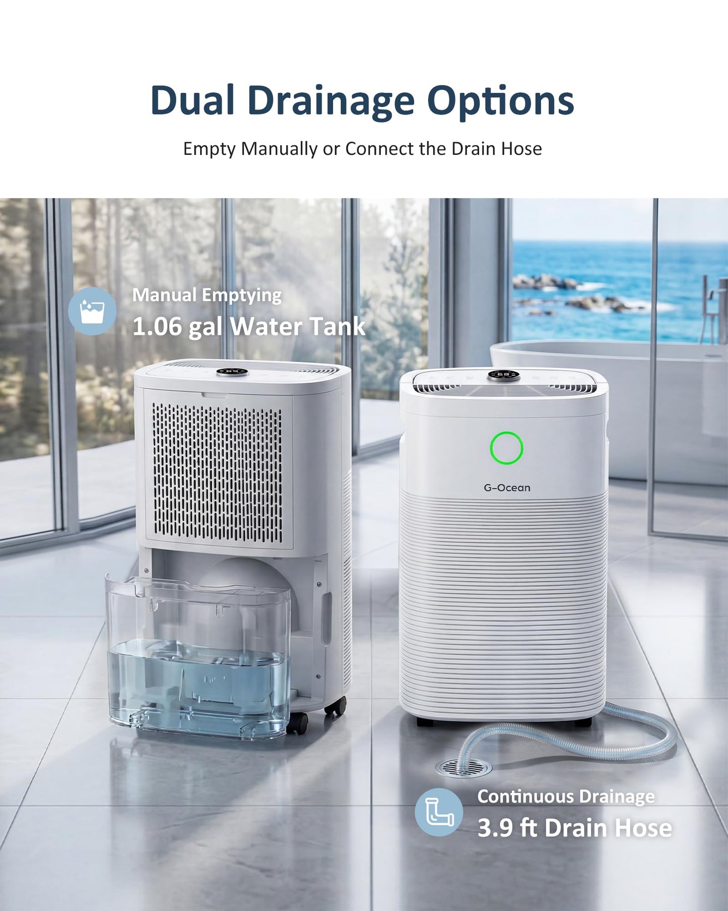 80 Pints/Day Compressor Dehumidifier for Home up to 4,500 Sq.Ft, Dehumidifier with Drain Hose, Humidity Control, 3 Modes, 24H Timer, Water Tank, Child Lock for Bathroom, Basement, Bedroom