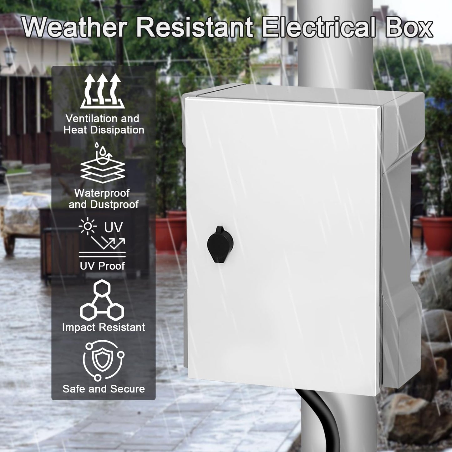 JUEDIFX Outdoor Waterproof Electrical Junction Box Large Weatherproof IP65 Metal Enclosure with Vented Holes Switch Router Project Box with Knob-Lock Mounting Panel (16.1"x13.8"x7.1")