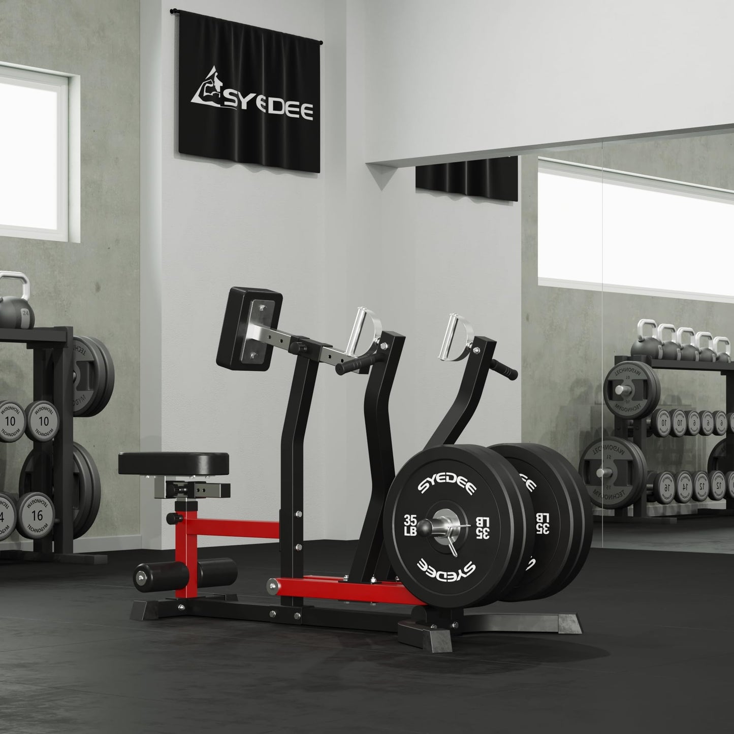syedee Seated Row Machine, Back Machine Gym Equipment Plate Loaded, Adjustable LAT Machine with Independent Arms & Multi Grip Positions, Upper Body Training Home Gym, 400LBS Capacity