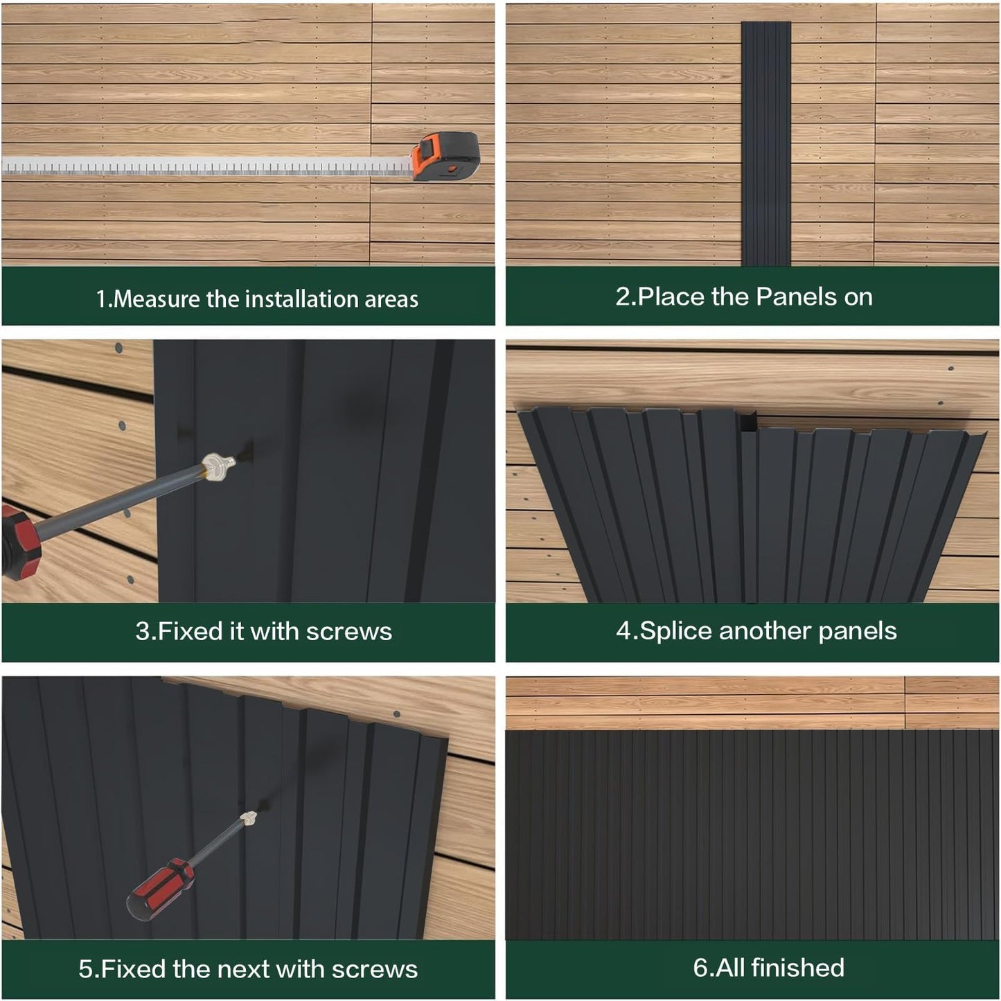 18pcs Roof Flashing Panels, L60.63×W17.72 Inch Corrugated Galvanized Roofing Panels, Porche, carport, shed, Stable, Chicken coop Black