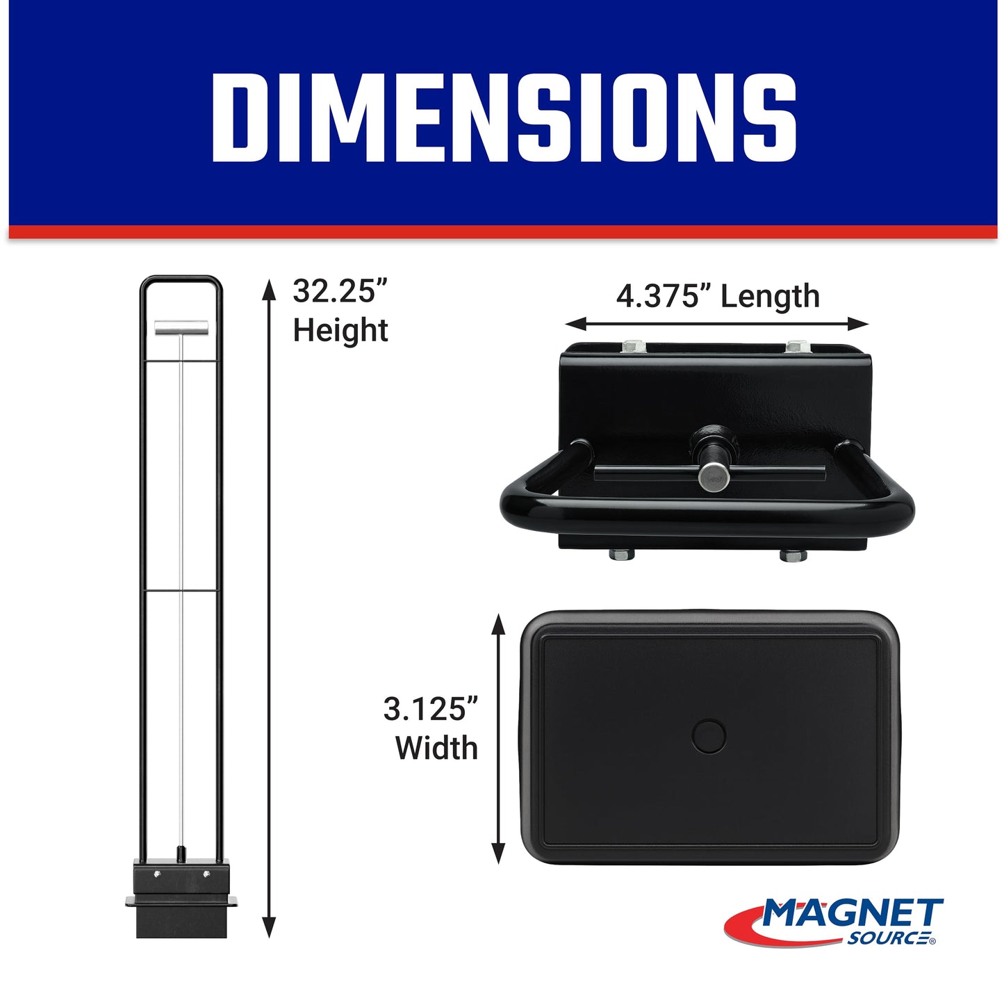 Master Magnetics Heavy-Duty Magnetic Bulk Parts Lifter with Release and Handle - Strong Magnet with 4 to 5 lb Hold - Picks Up Nails and Other Metal - 4.375" L x 3.125" W x 32.25" H