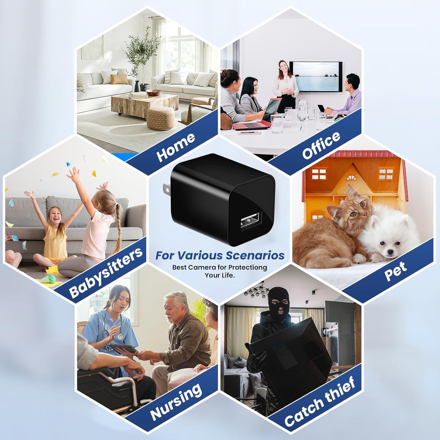 ZOGGCOX 1080P Hidden Camera WiFi USB Charger Camera Spy Cam - Nanny Cam with Night Vision & Motion Detection, Wireless