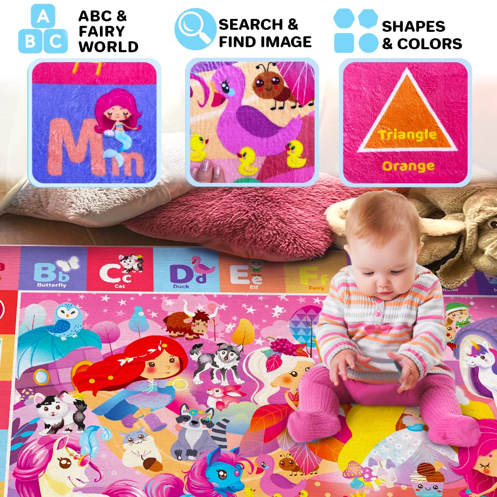 Quokka Baby Mat for Floor Play for Babies 6-12 Months – Super Soft Baby Floor Play Mat for Toddlers 1-3 – Princess Extra Thick Plush Rug for Nursery – Padded Foldable Activity Infant Playroom Carpet